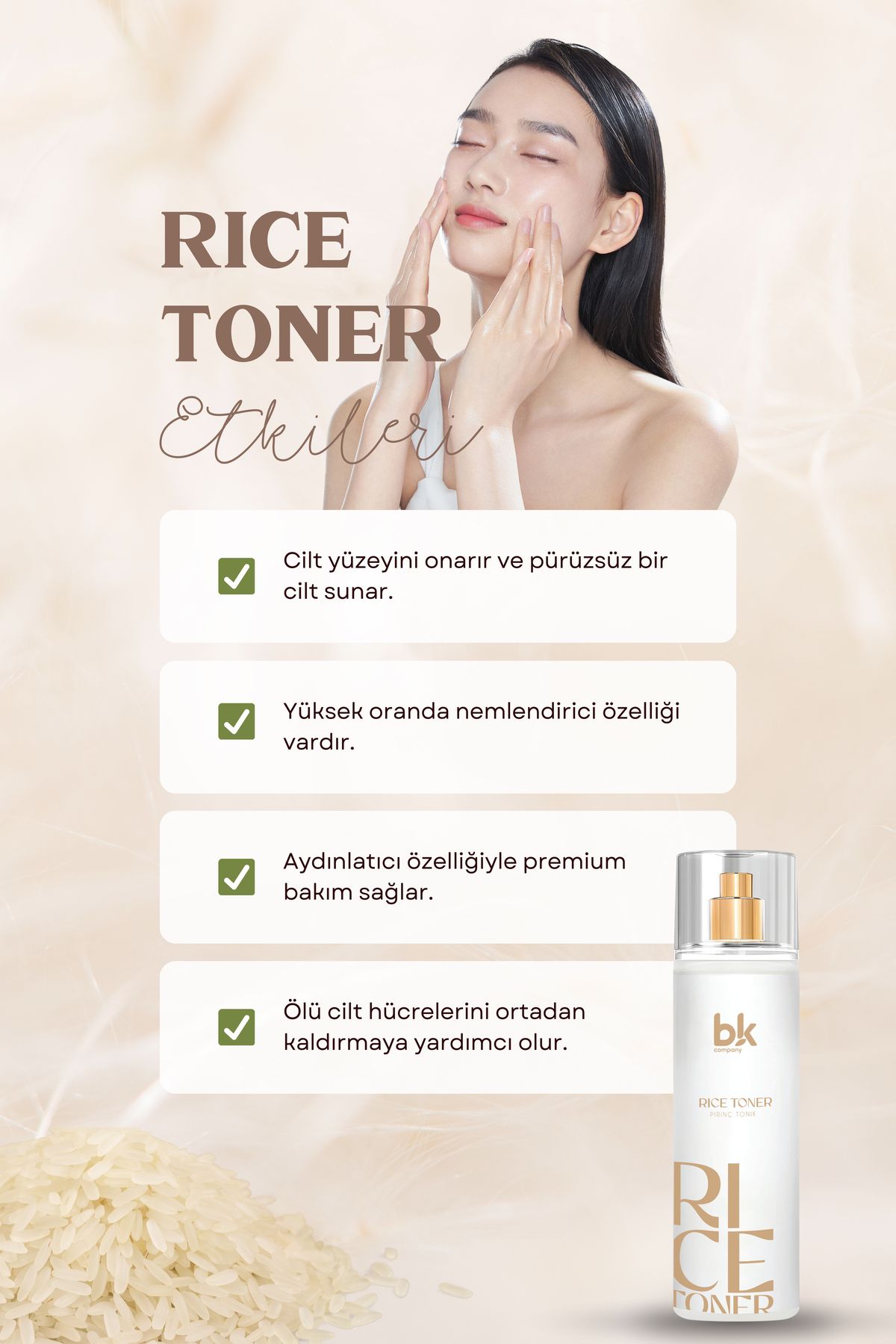 Pirinç Özlü Beyazlatıcı Aydınlatıcı Leke Karşıtı Pirinç Tonik Rice Toner 200 ml