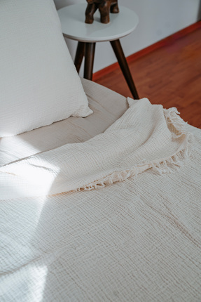 Home & Baby Tek Kişilik Krem 4 Kat Muslin Yatak Örtüsü - Pike Image 0