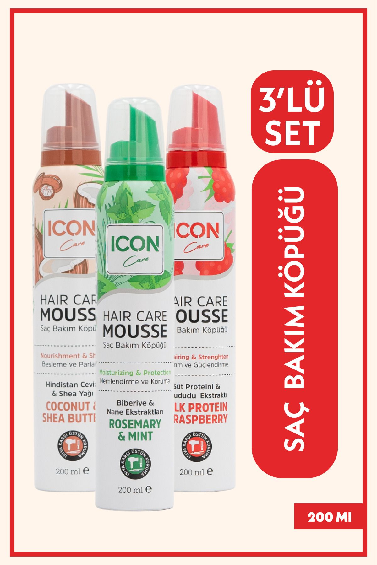 iconcare ICON Care SAÇ BAKIMKÖPÜĞÜ 3'LÜ SET