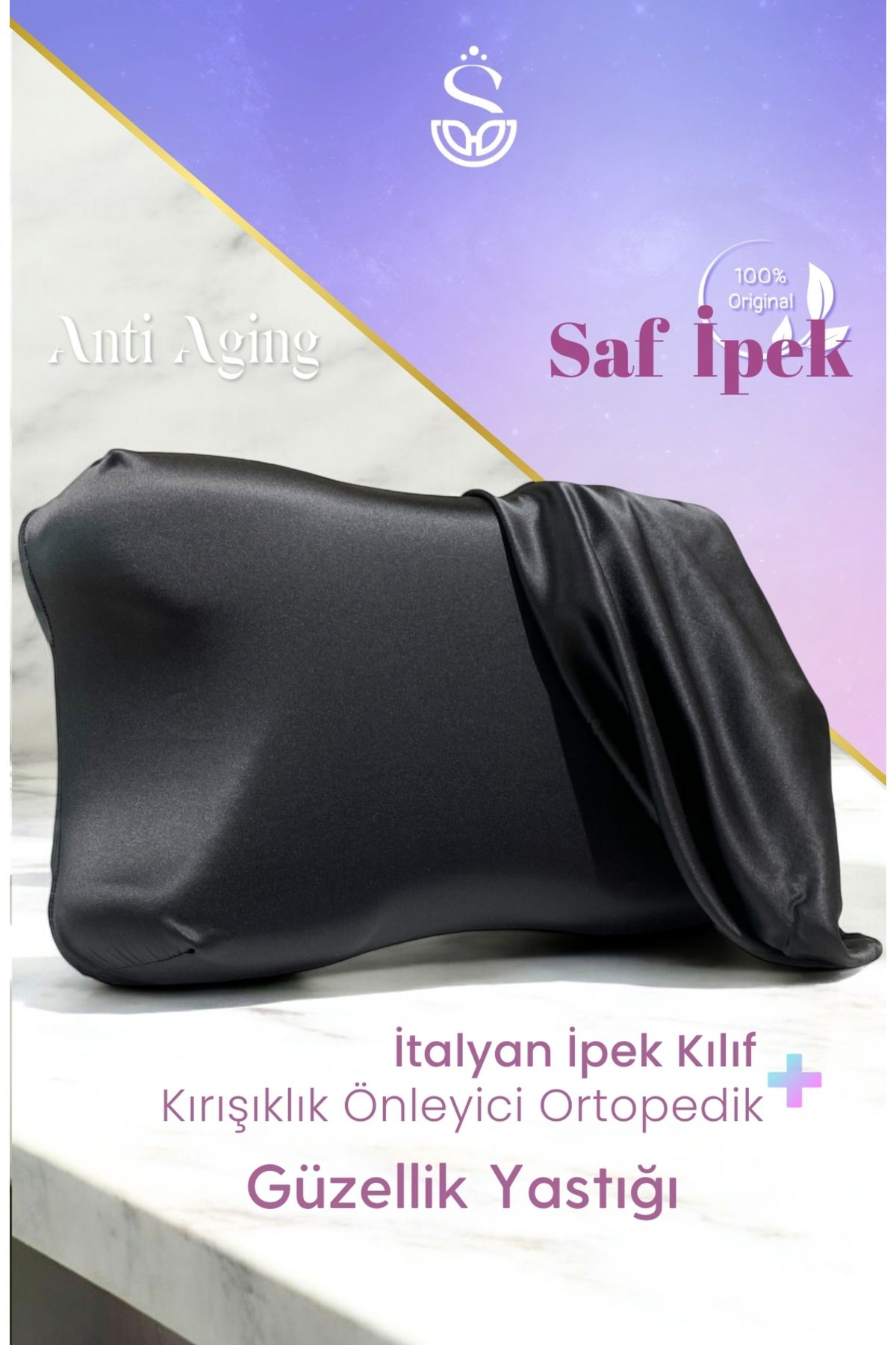 Shine PillowGüzellik Yastığı%100 İpek Siyah K...