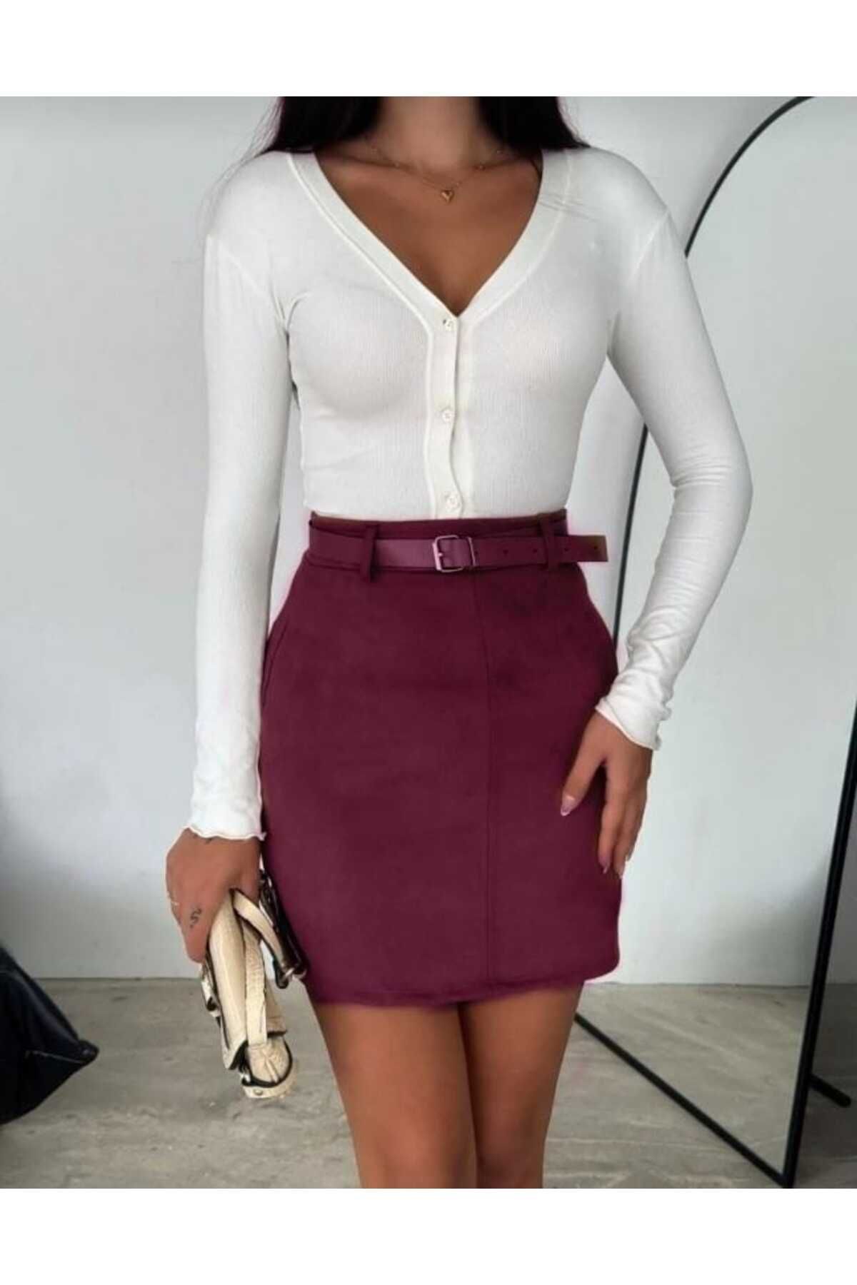 winmodaSÜET ETEK KEMERLİ / BELT SUEDE SKIRT M...