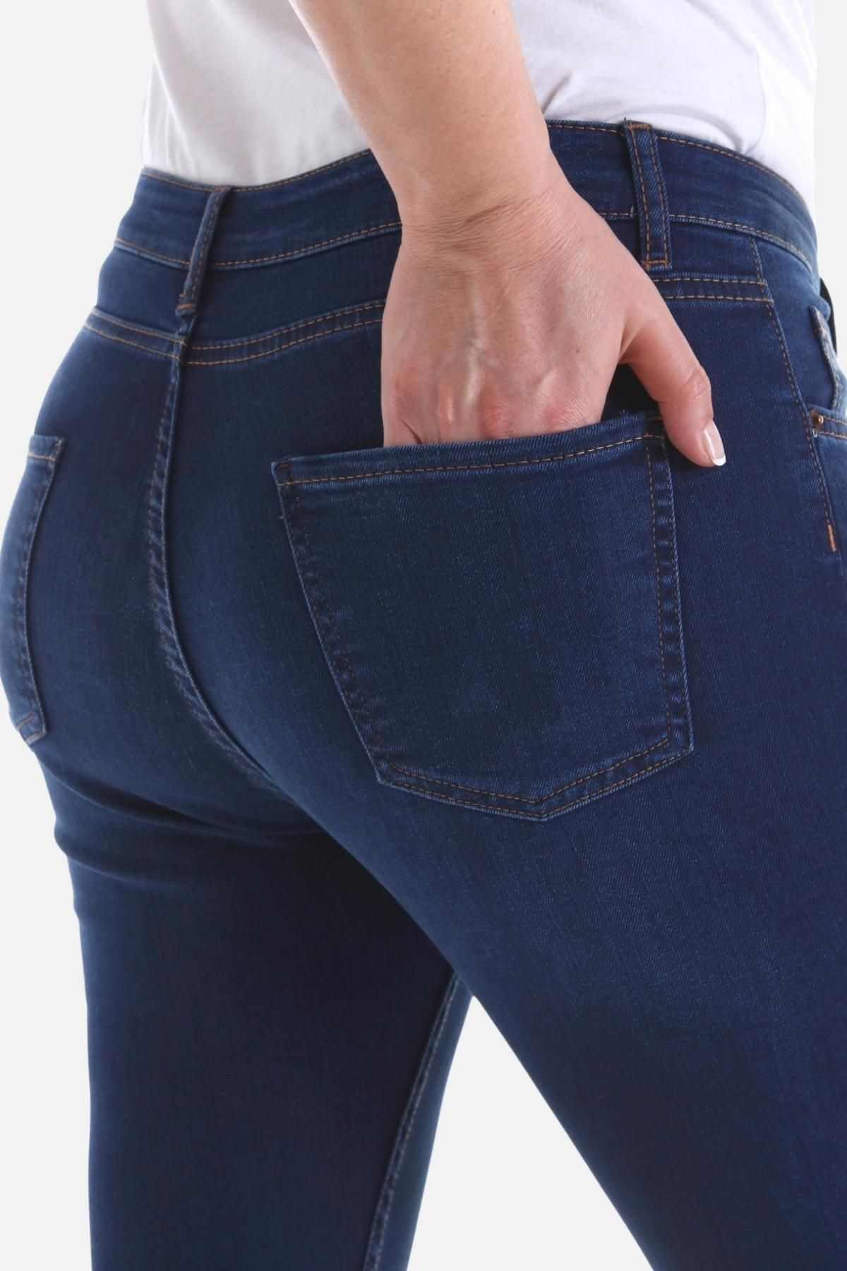 Slim Fit Jean Büyük Beden Yüksek Bel Dar Kesim Esnek Kot Pantolon C597