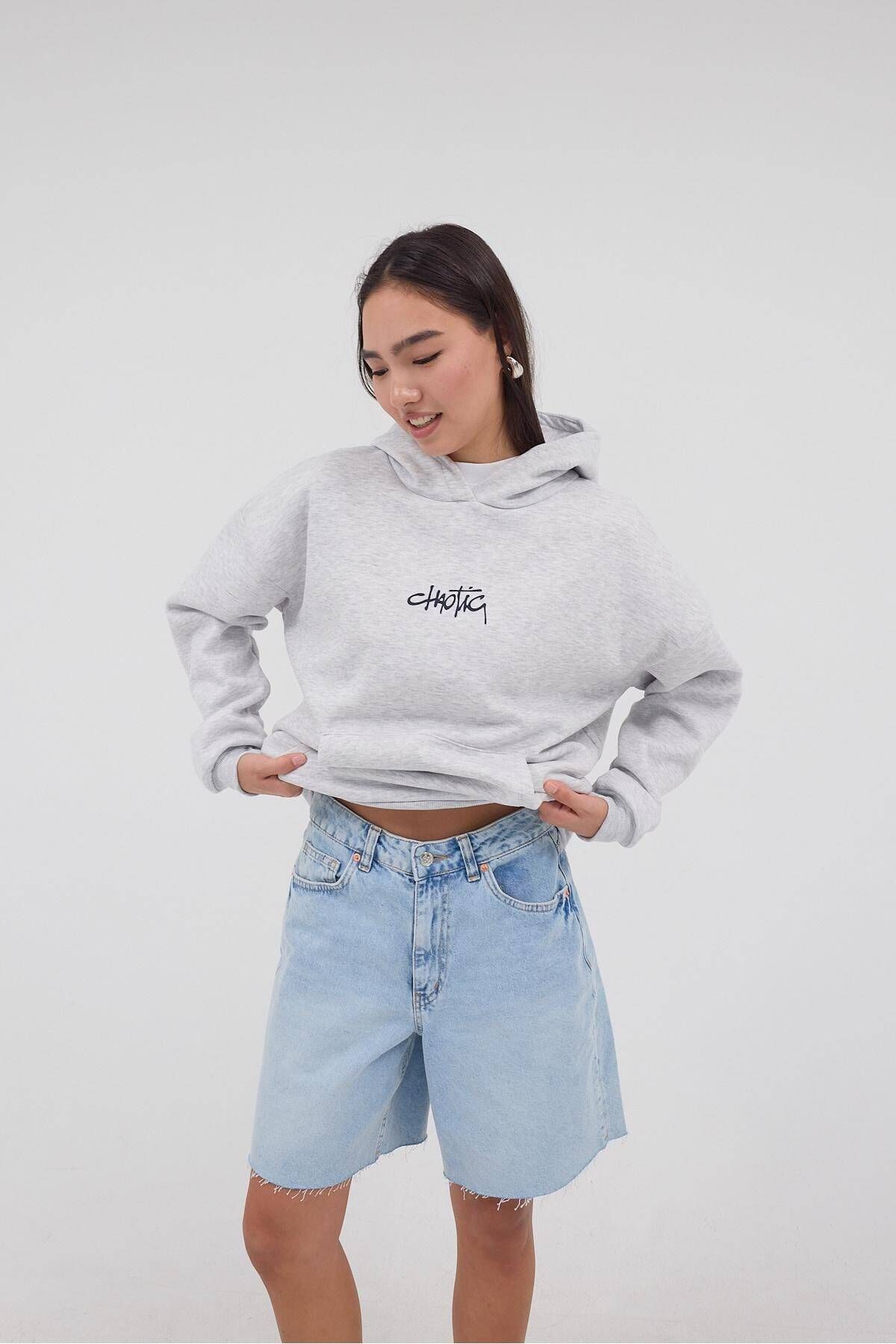 Chaotic Star Yazılı Şardonlu Sweatshirt S1619-İ13