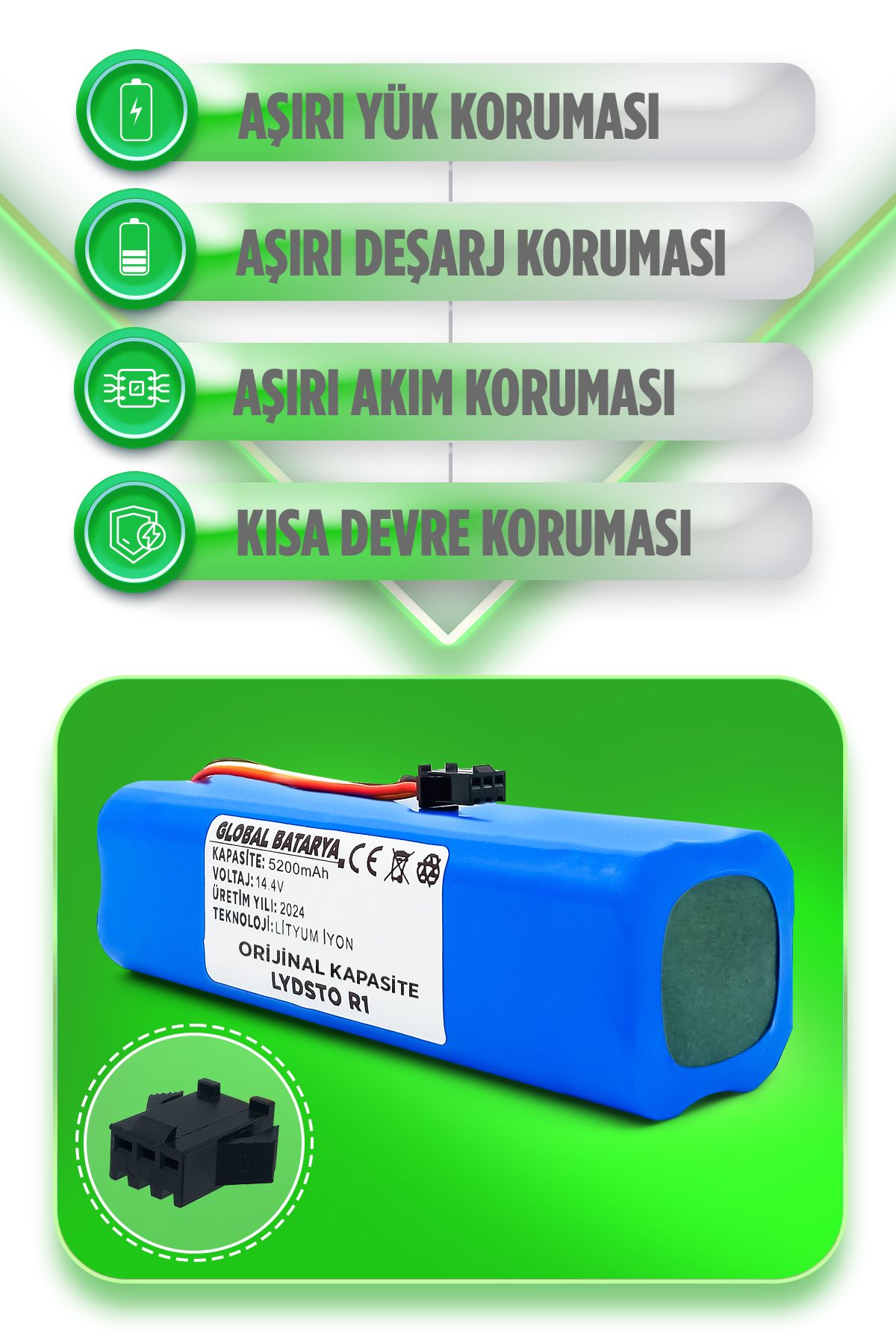 Lydsto R1 Vacuum Akıllı Robot Süpürge Bataryası 14.4v 5200mah Pil (ORİJİNAL KAPASİTE)