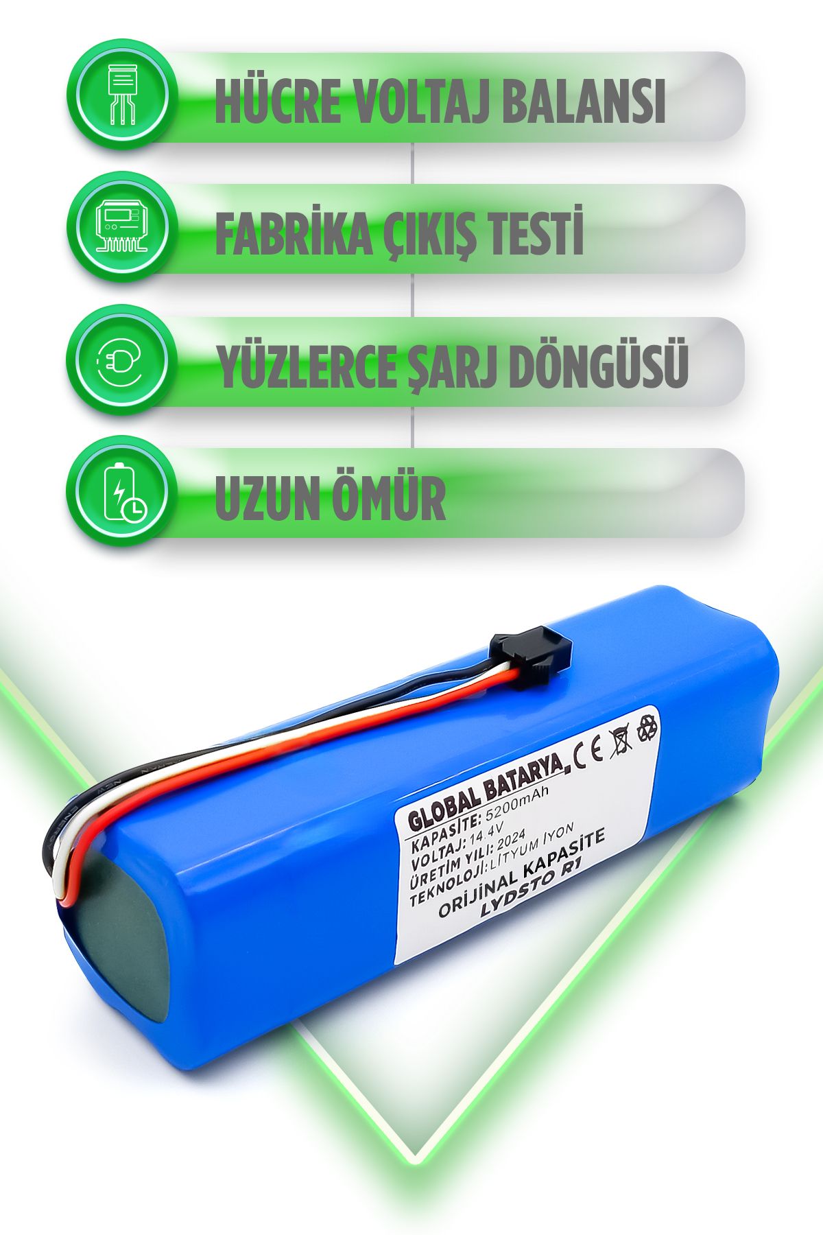 Lydsto R1 Vacuum Akıllı Robot Süpürge Bataryası 14.4v 5200mah Pil (ORİJİNAL KAPASİTE)