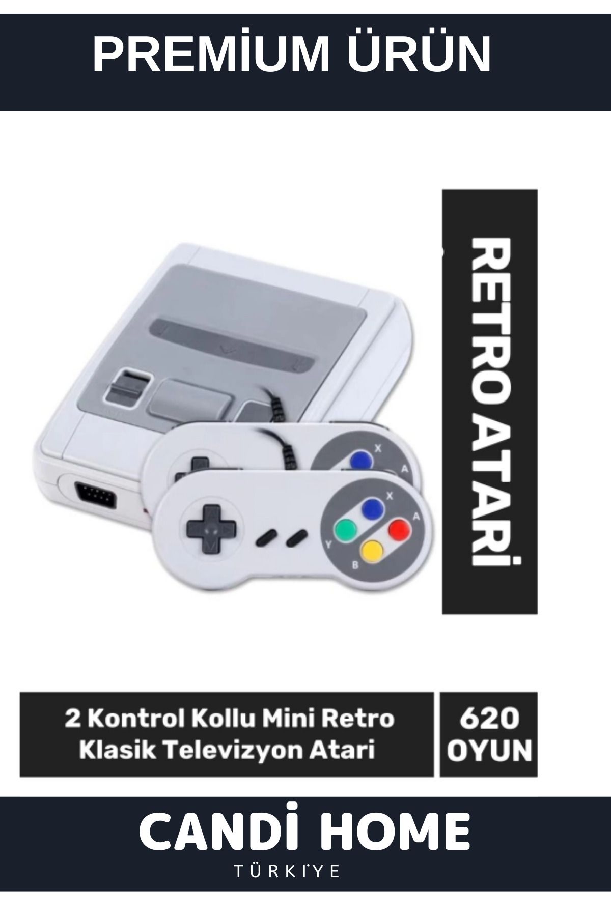 Premium Trend 8 Bit 620 Oyun Kapasiteli 2 Kontrol Kol Mekanizmalı Mini Retro Klasik Televizyon Atari