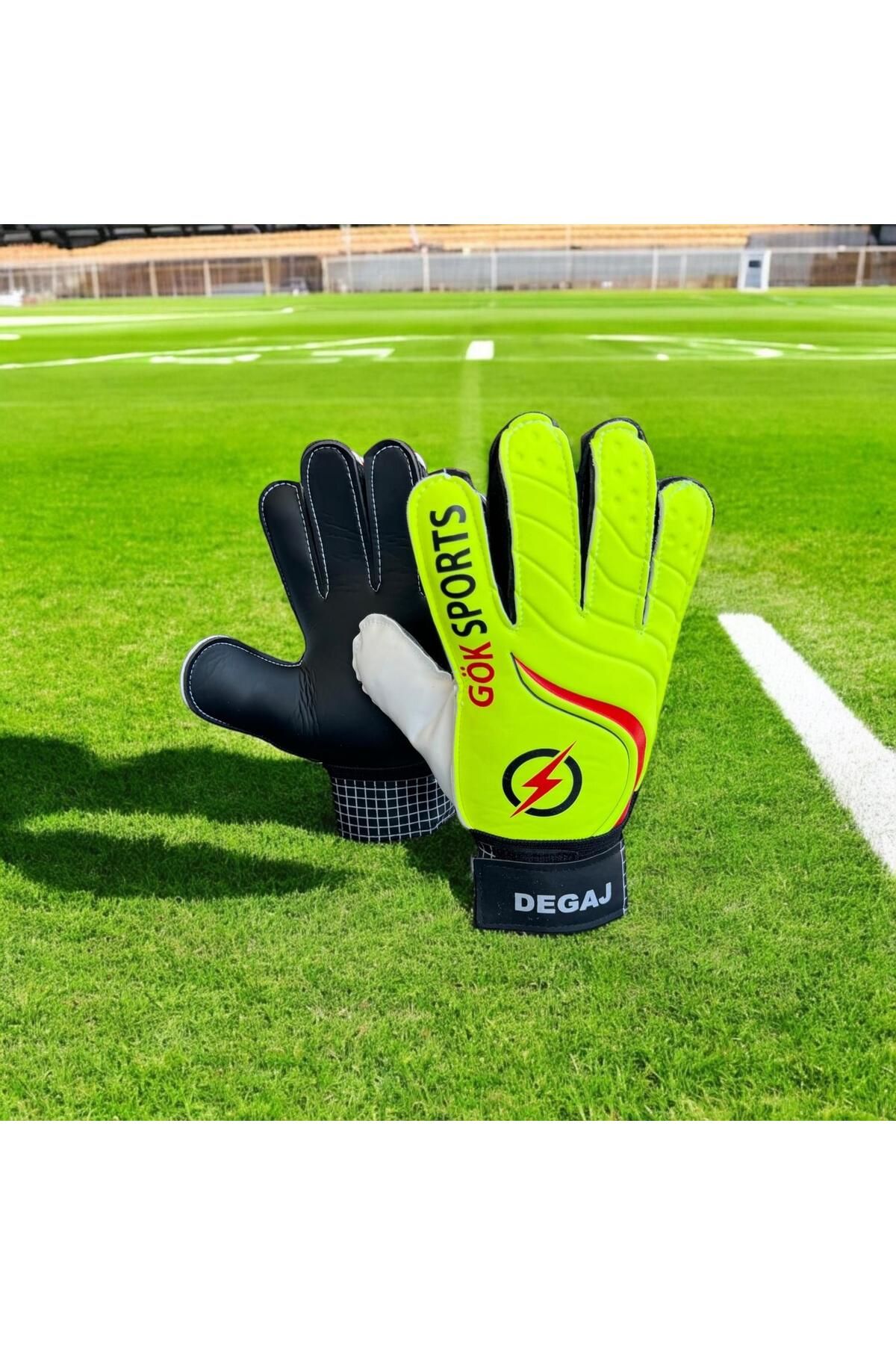 DEGAJ Çocuk Kapıcı Kaleci Eldiveni Junior Kidz Goalkeeper Gloves Bilek Bandajlı Lateks Eldiven 5-6-7