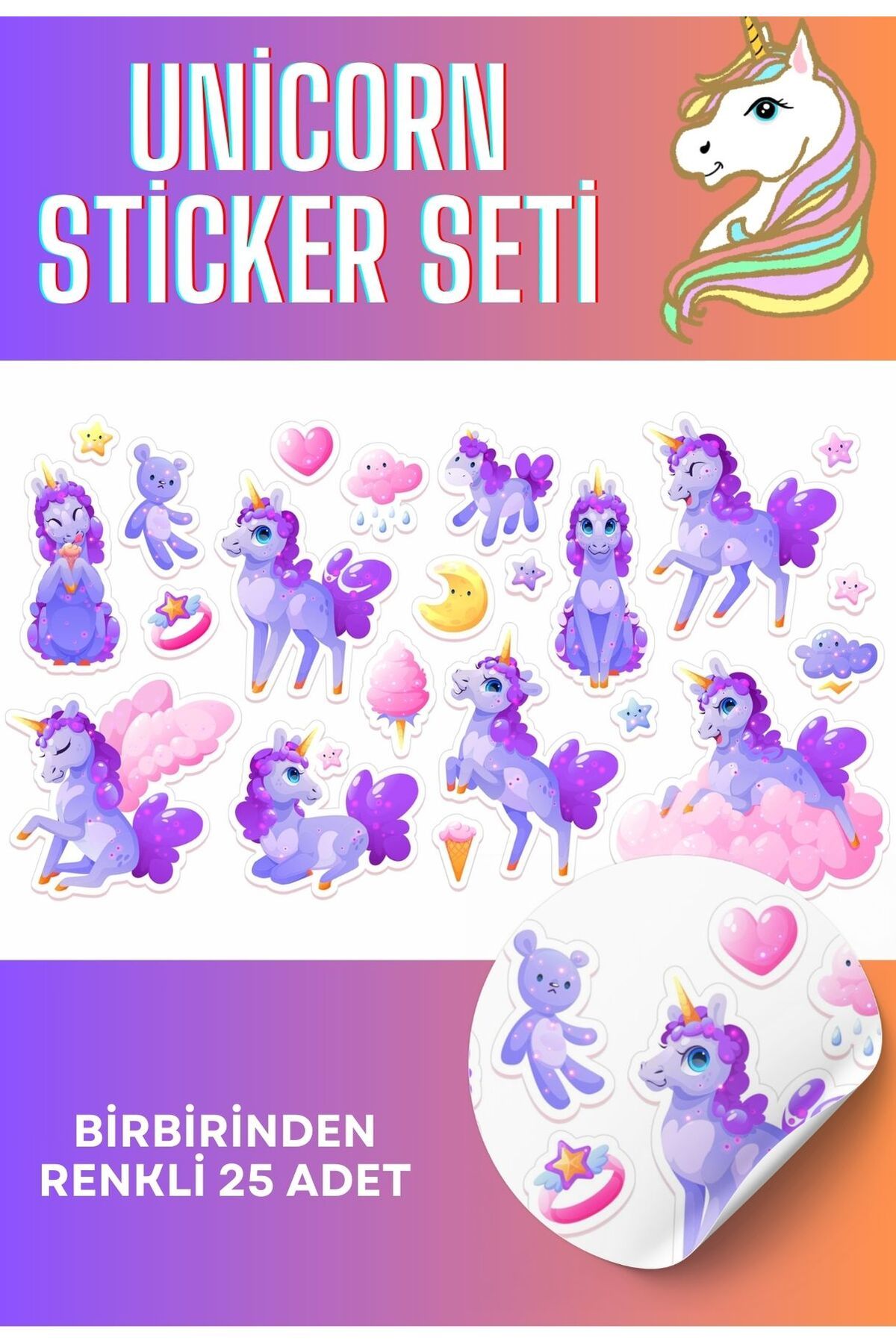 Sticksy Unicorn ÇıkartmaSticker Seti , Defter...