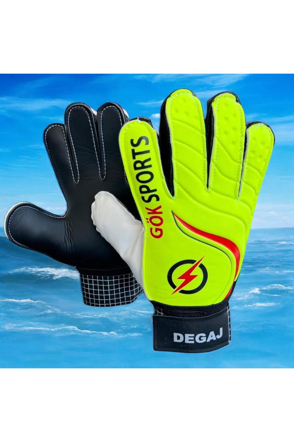 DEGAJ Çocuk Kapıcı Kaleci Eldiveni Junior Kidz Goalkeeper Gloves Bilek Bandajlı Lateks Eldiven 5-6-7