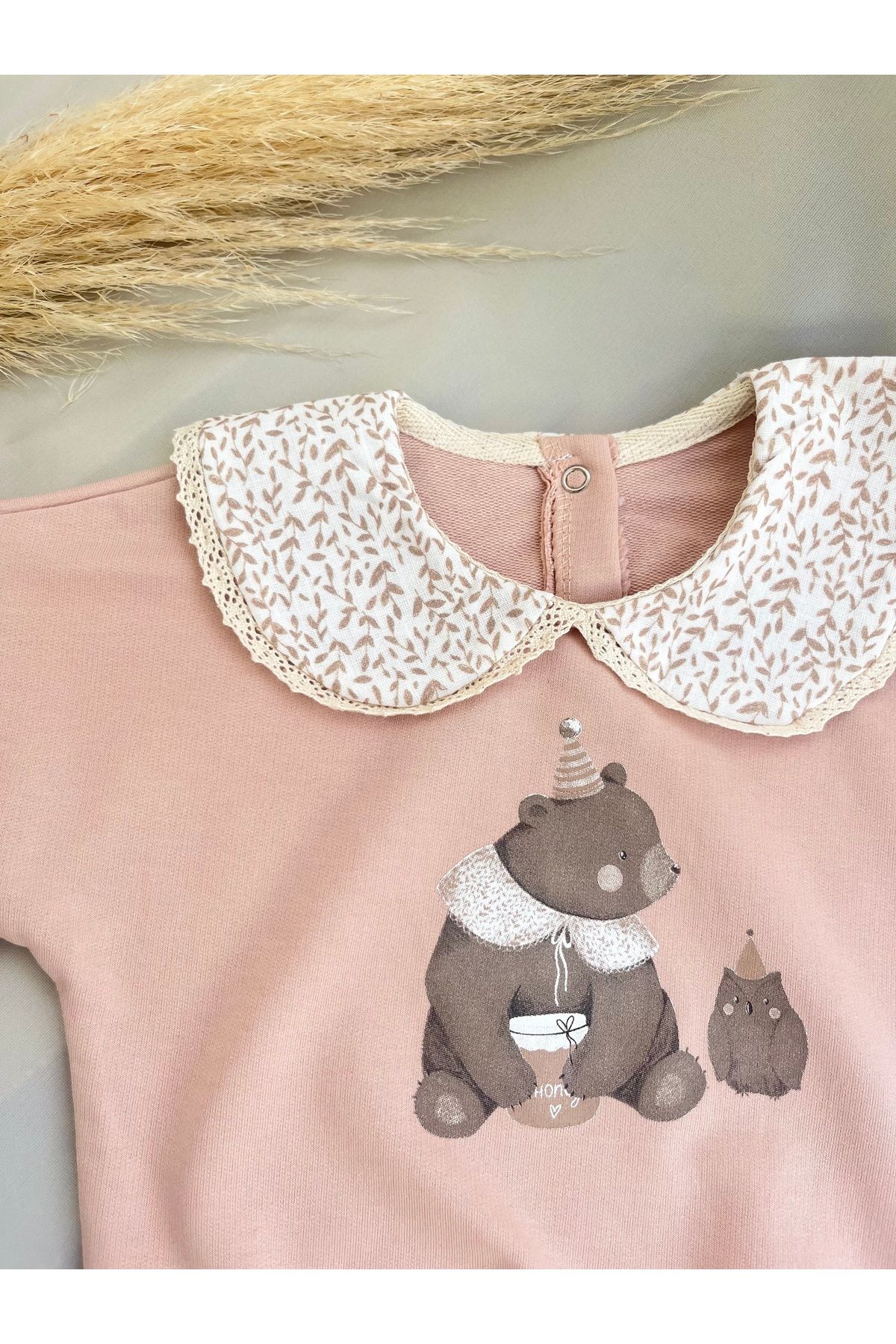 AYICIK VE BAYKUŞ BASKILI KIZ BEBEK JOGGER SET