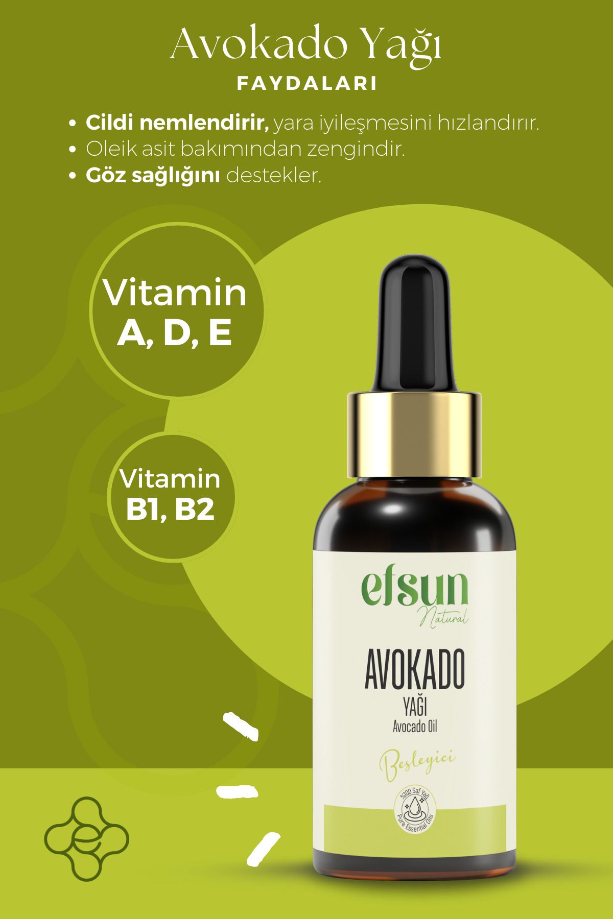 Avokado Yağı %100 Saf ve Doğal Soğuk Sıkım 30 ml