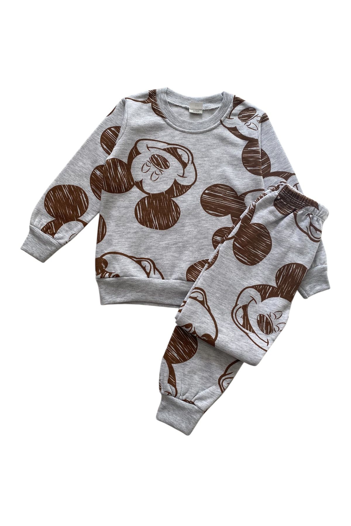 Erkek Çocuk Pamuklu Şardonlu Mickey Mouse Desenli Pijama Takımı