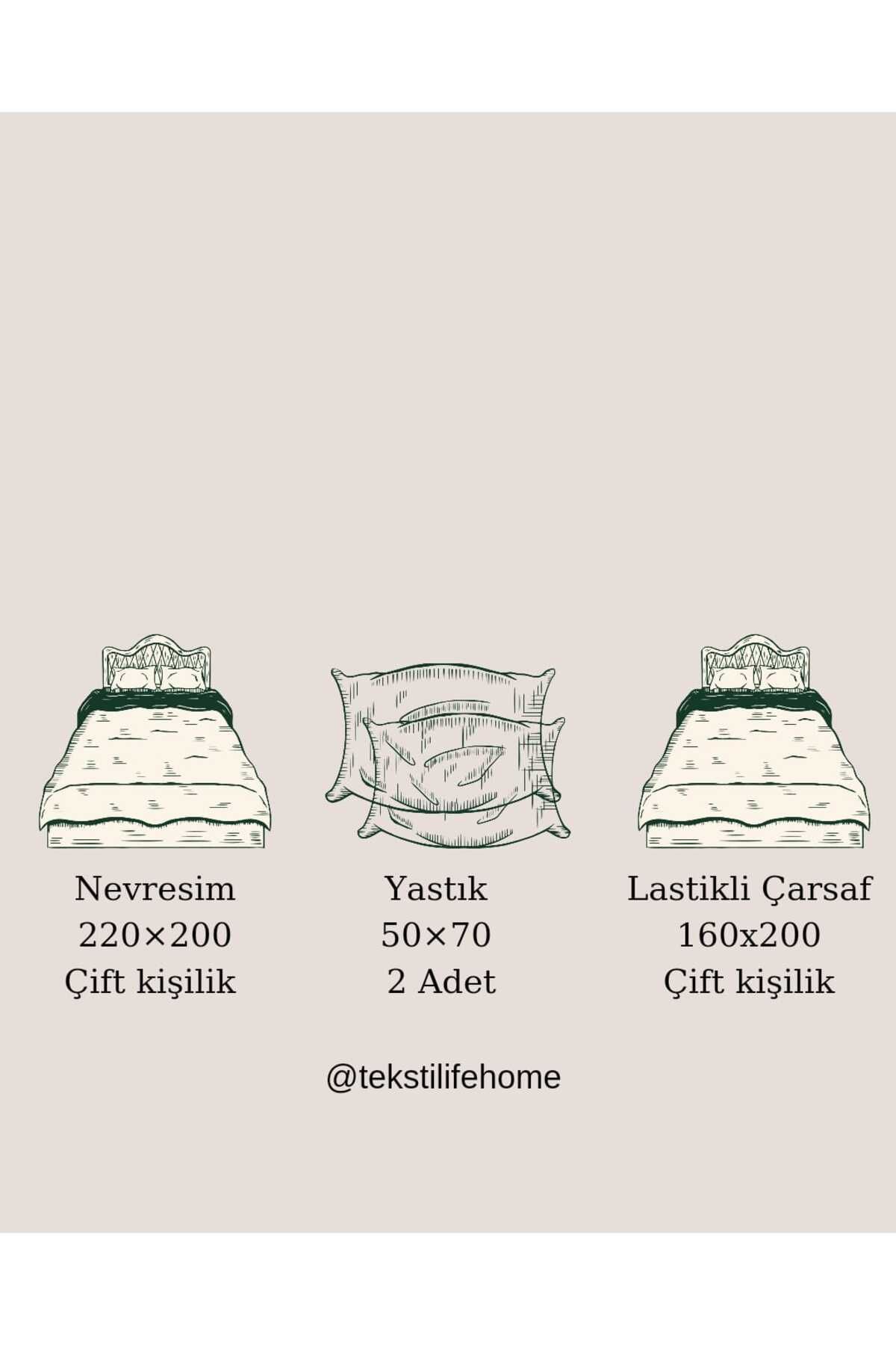 Çift Kişilik Latte Nevresim Takımı LASTİKLİ ÇARŞAFLI