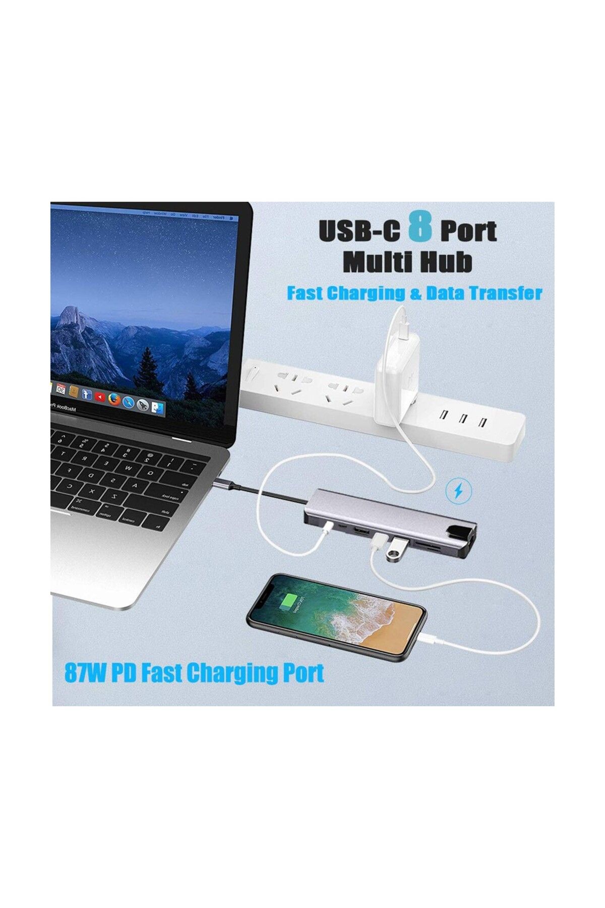 Cf55 Macbook Uyumlu Type-c To 2*usb 3.0 4k Hdmı Ethernet Pd Çevirici Hub Adaptör