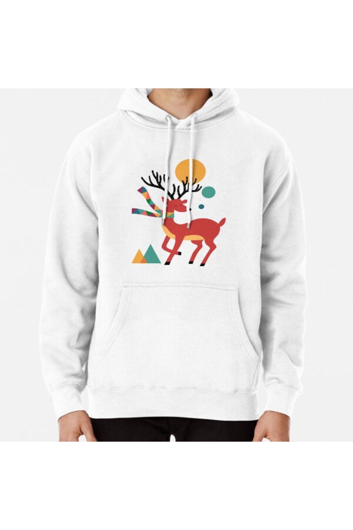 Hvit Stein Deer AutumnBaskılı Sweatshirt