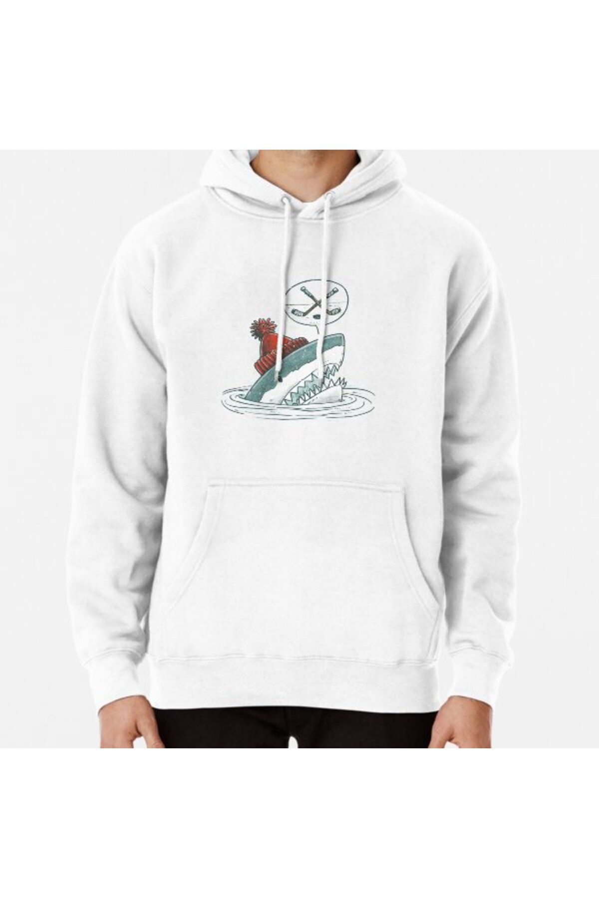 Hvit SteinThe Hockey SharkBaskılı Sweatshirt