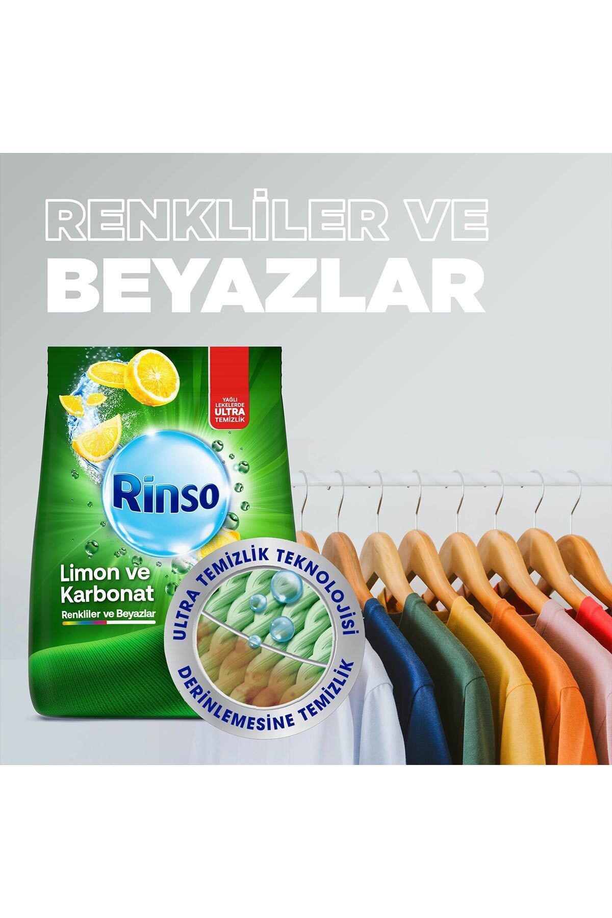 Toz Deterjan Limon Karbonat Renkliler Ve Beyazlar Için Derinlemesine Temizlik 8 Kg