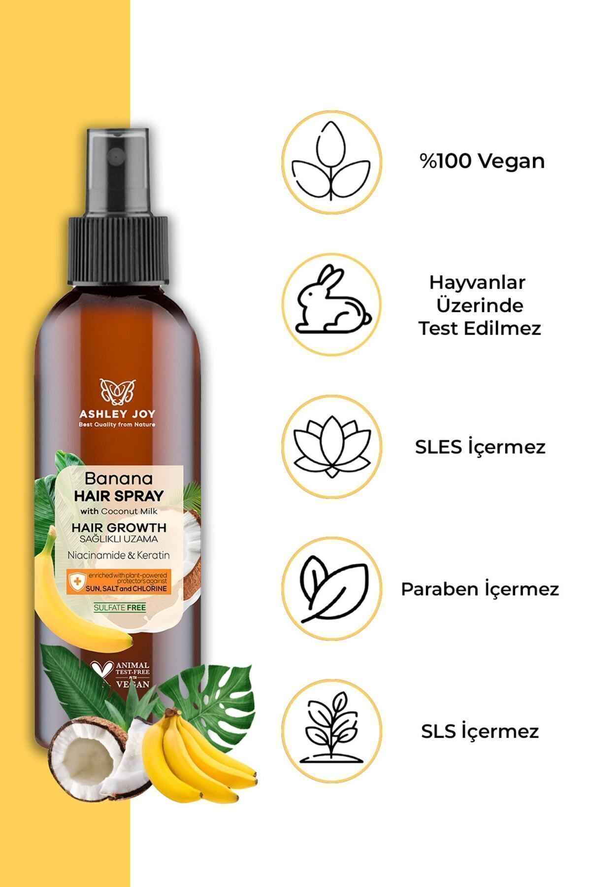 Hızlı Uzamaya Yardımcı Vegan Keratin Içeren Besleyici Banana Saç Spreyi 150 ml