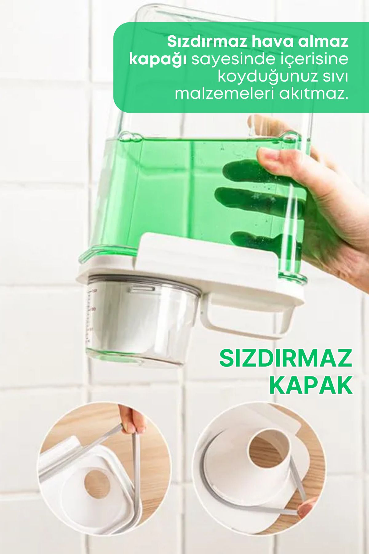 1 Adet Sızdırmaz Depolama Sıvı Toz Deterjan Erzak Saklama Kutusu- Ölçekli Deterjan Kutusu 2300 ml