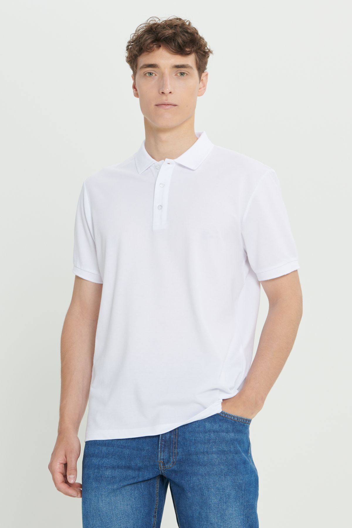 5'li Çekmeyen Pamuklu Kumaş Kıvrılmaz Polo Yaka Slim Fit Dar Kesim Erkek Tişört Paketi