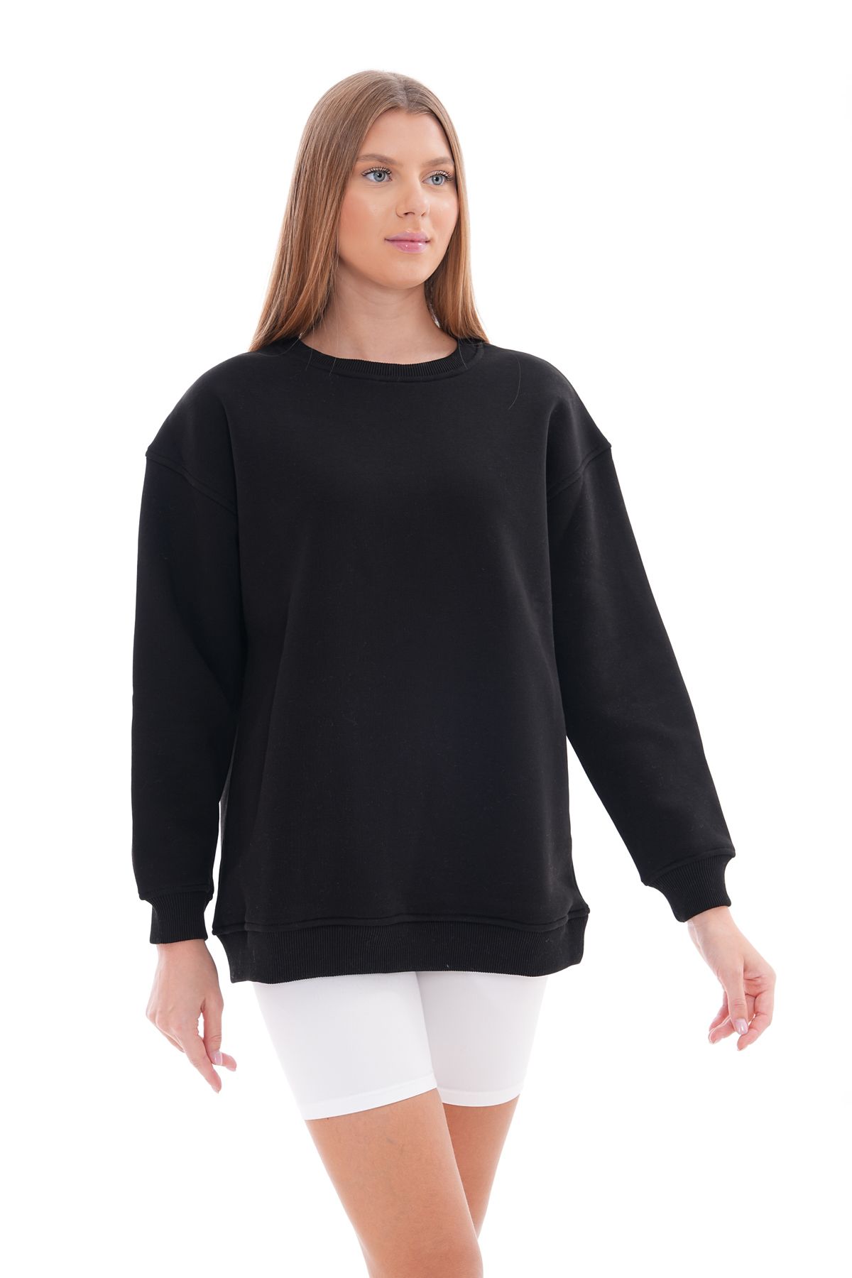 İce Bisiklet Yaka Oversize Sweatshirt