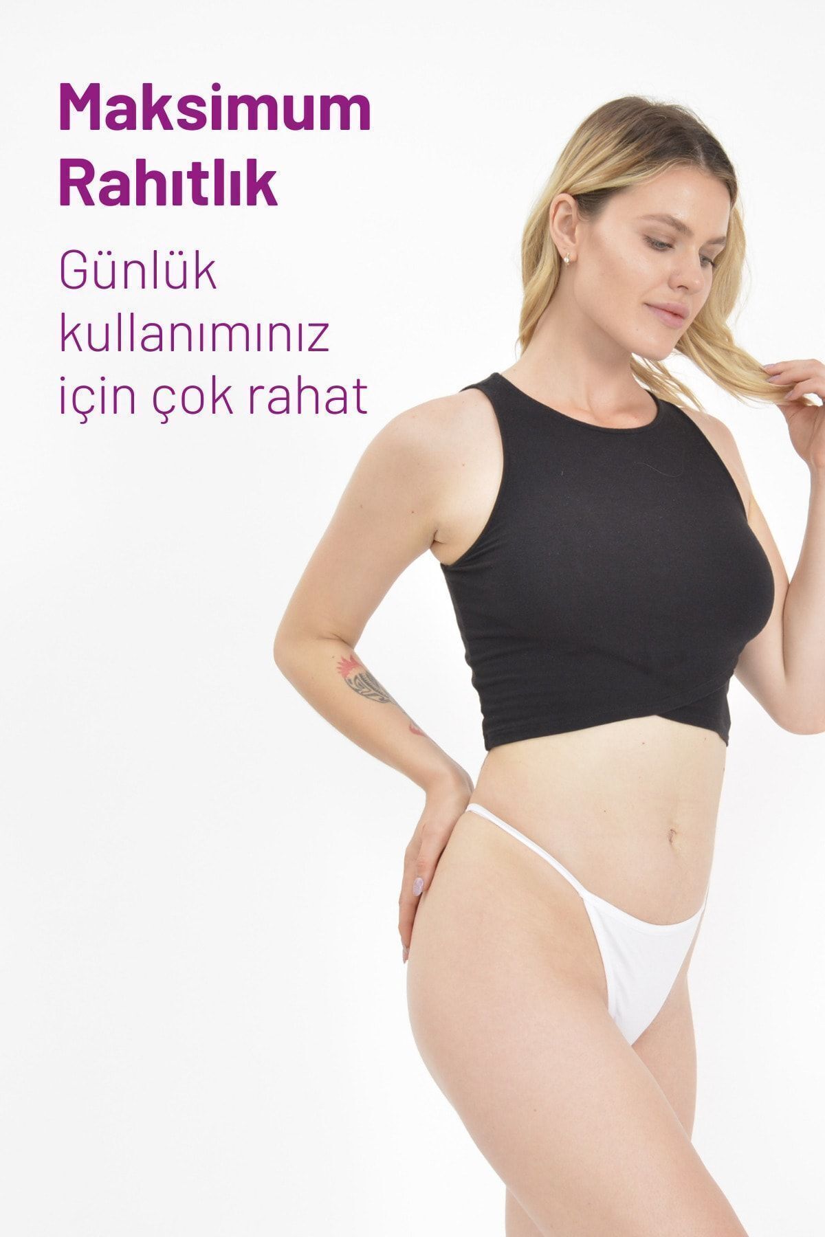 Kadın Tanga, Perfect Fall G String Tanga (S-M-L-XL) 7 Adet Gri Siyah Beyaz Ten, %100 Yumuşak Pamuk