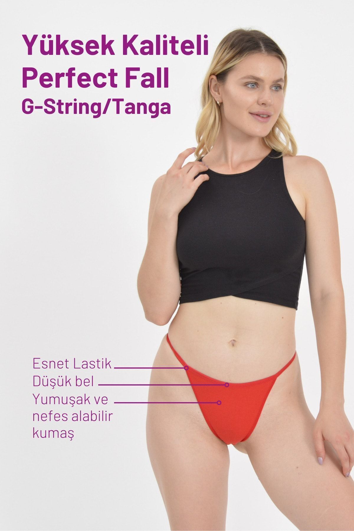 Kadın Tanga, Perfect Fall G String Tanga (S-M-L-XL) 7 Adet Ten Rengi Tanga, %100 Yumuşak Pamuk