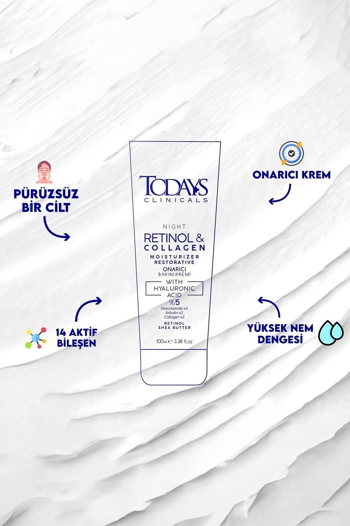 Onarıcı Krem - Retinol Shea Butter Hyaluronic Acıd %5 Collagen % 2 Arbutin % 2