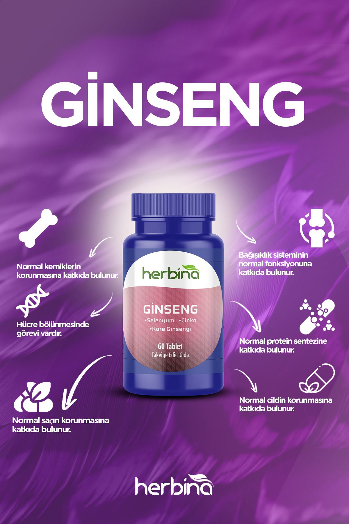 Kore Ginseng Selenyum Çinko 60 Tablet