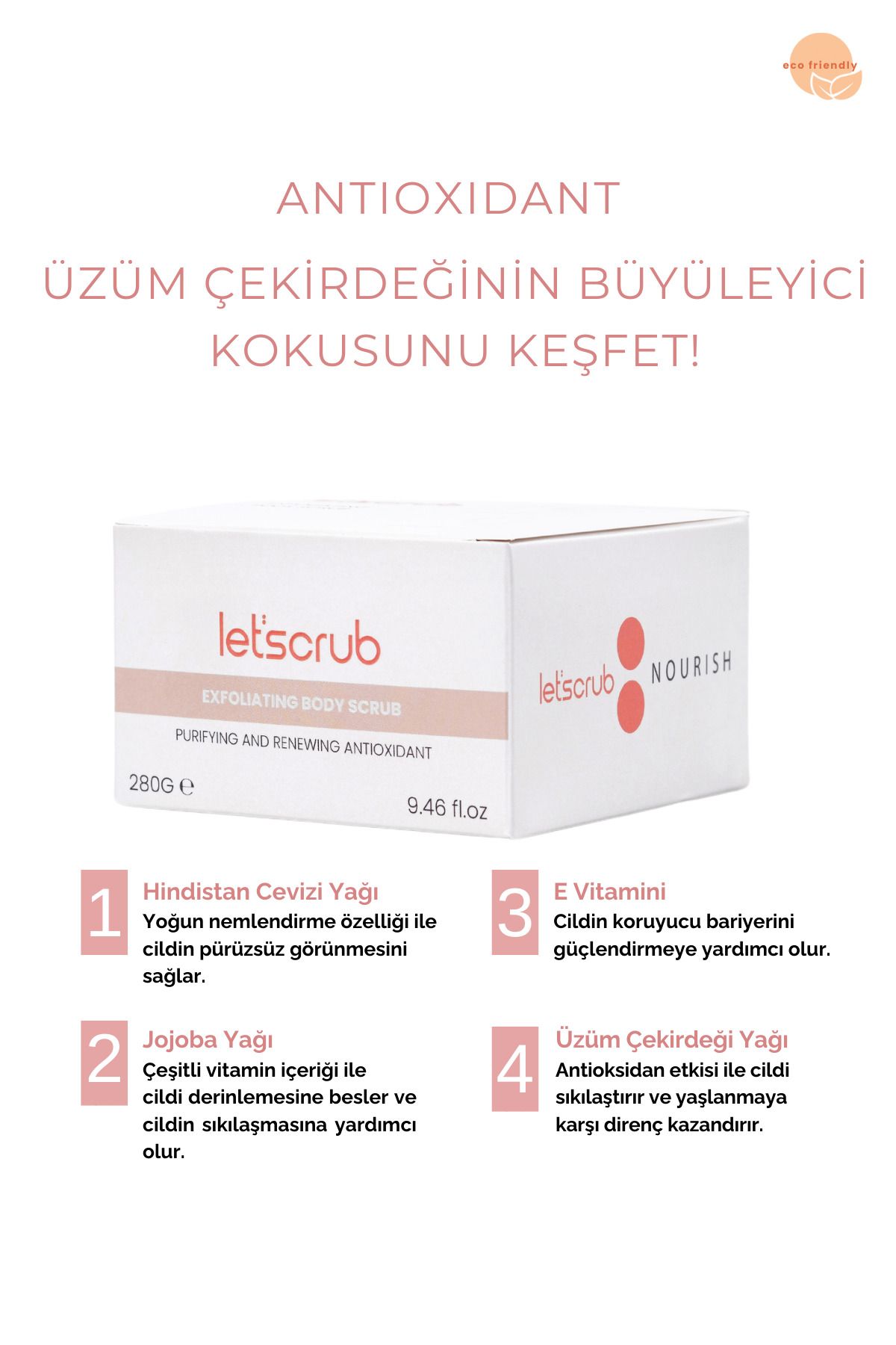 Antioxidant Vücut Peelingi Üzüm Çekirdekli Arındırıcı Ve Yenileyici Body Scrub 280 gr