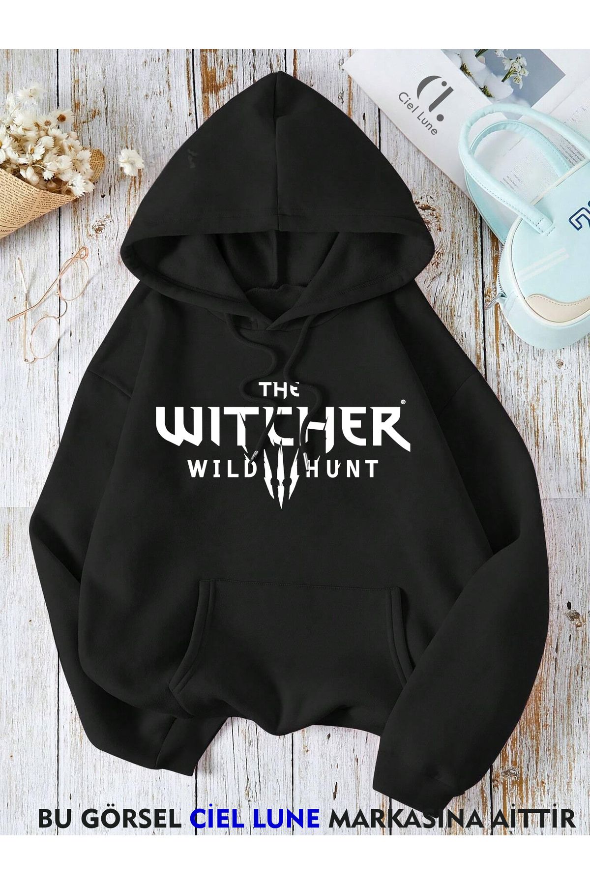 NEVERMIND Unisex Witcher WildBaskılı Oversize...