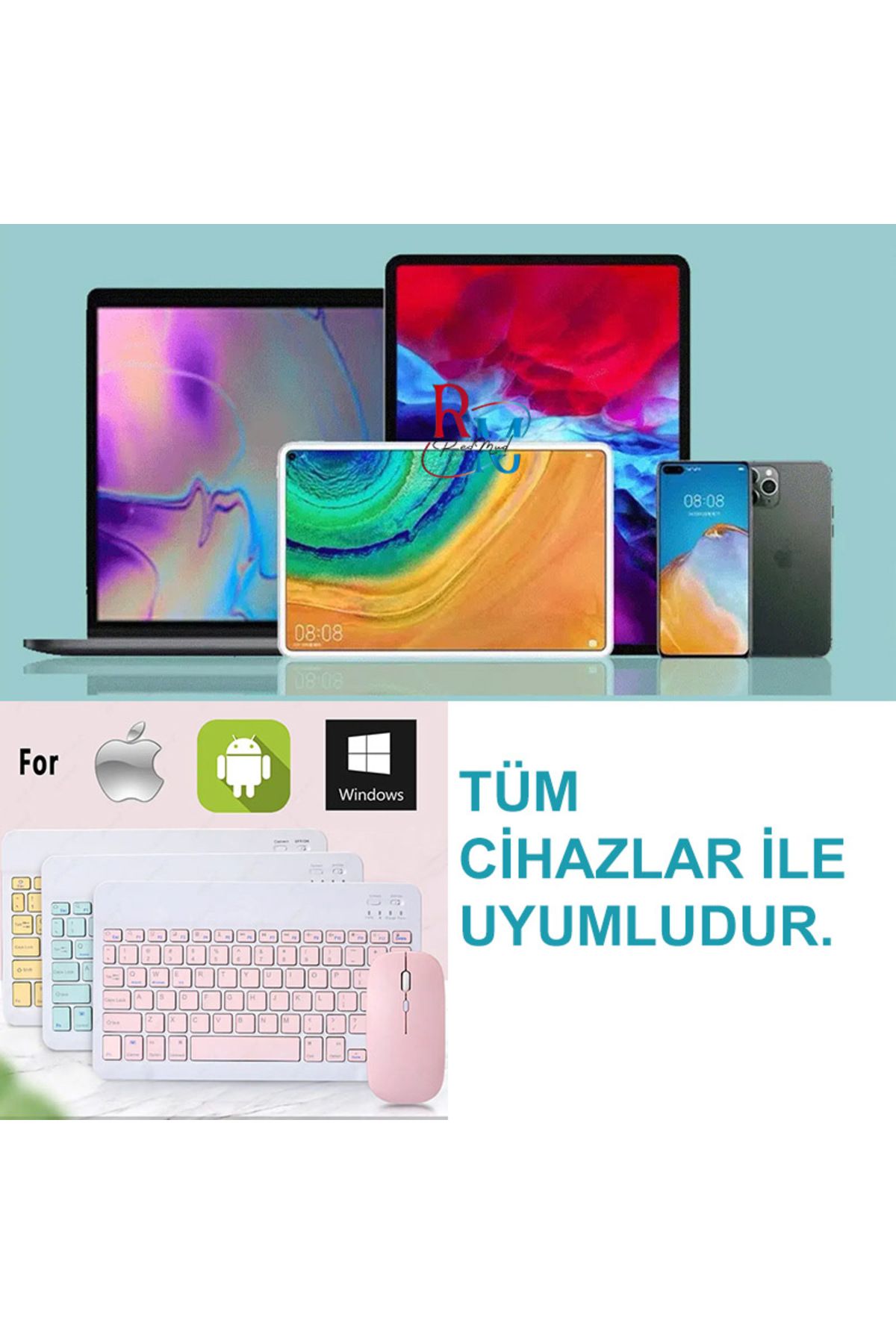 ıPad 10.Nesil 10.9 inç ile Uyumlu Tablet Kılıfı ve Klavye Mouse Set Kalem Bölmeli Smart Kılıf