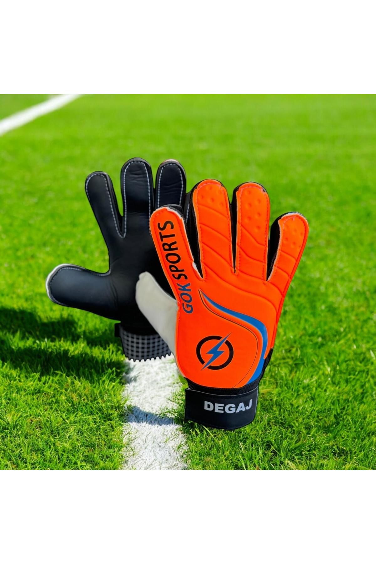 DEGAJ Çocuk Kapıcı Kaleci Eldiveni Junior Kidz Goalkeeper Gloves Bilek Bandajlı Lateks Eldiven 5-6-7