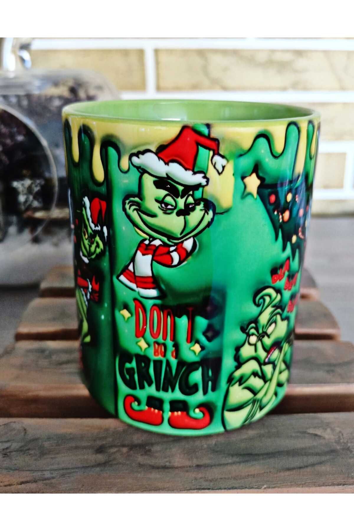 Grinch yılbaşı partisi 3D baskı porselen kupa