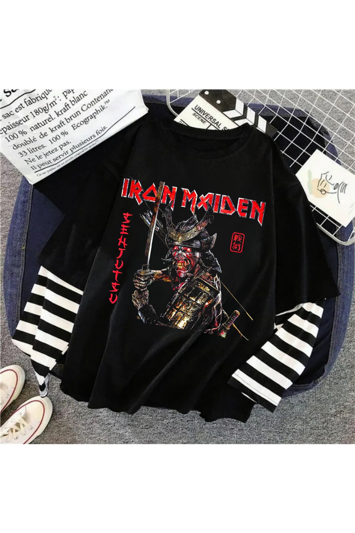 Touz Moda Iron Maiden UnisexFake Uzun Kollu S...