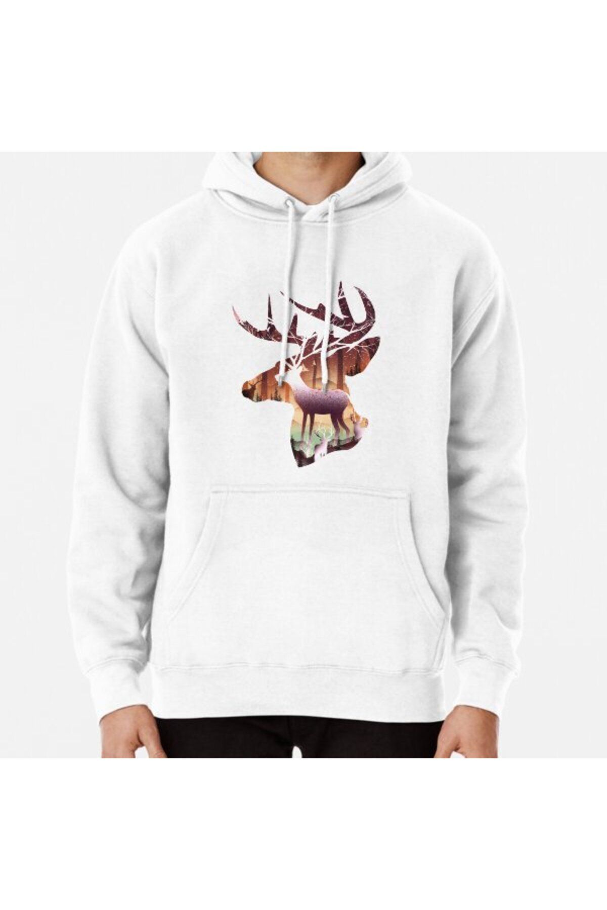 Hvit Stein Mystical DeerBaskılı Sweatshirt