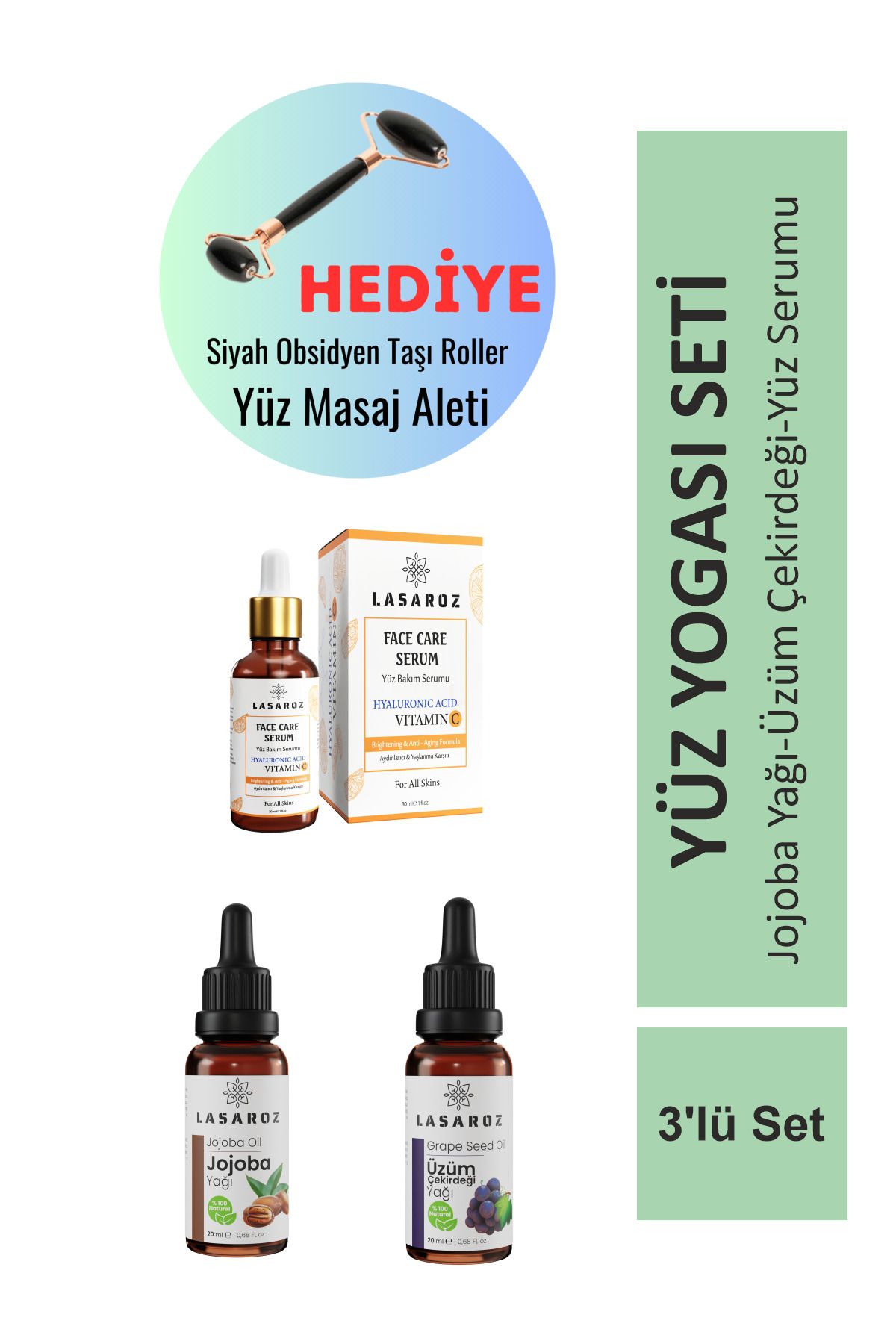 lasarozYüz Yogası Seti CiltSerumu Jojoba Yağı...