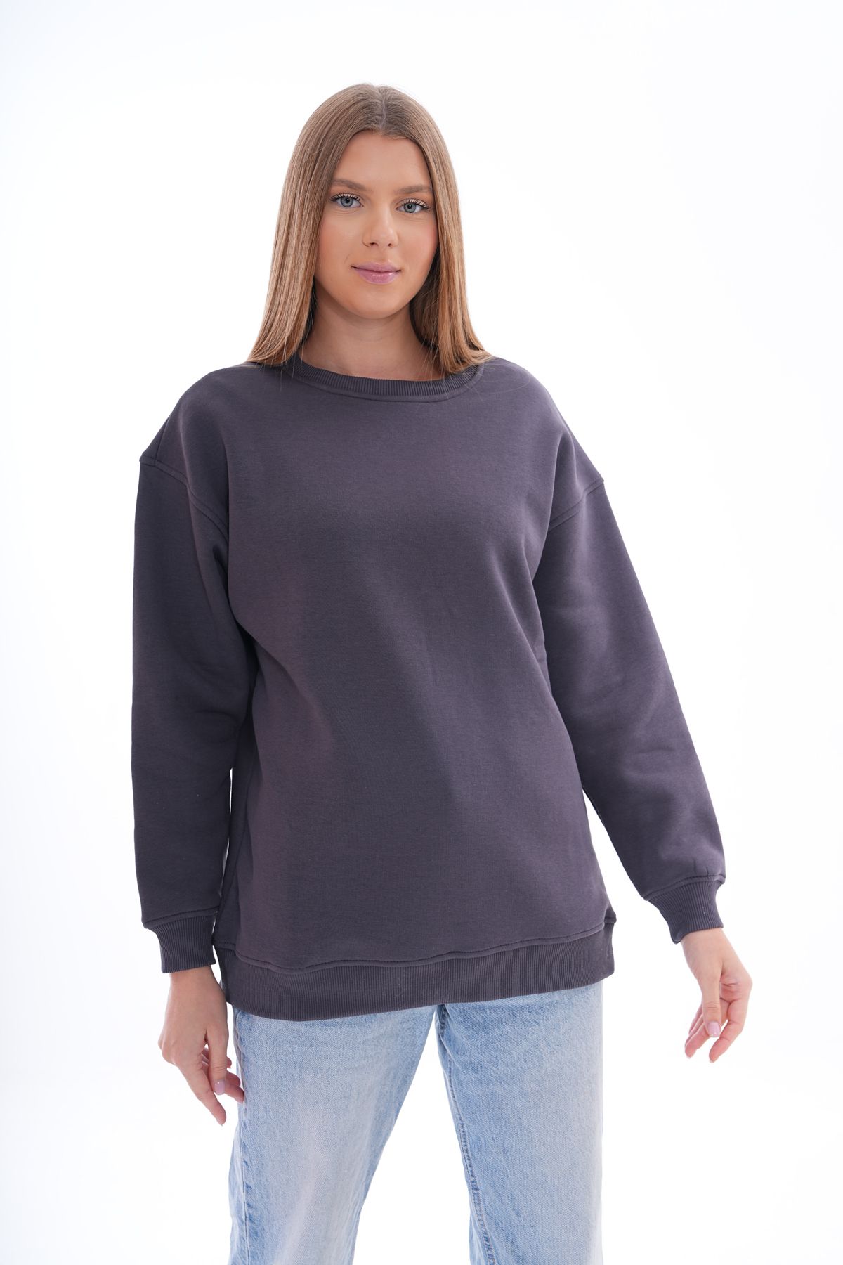 İce Bisiklet Yaka Oversize Sweatshirt