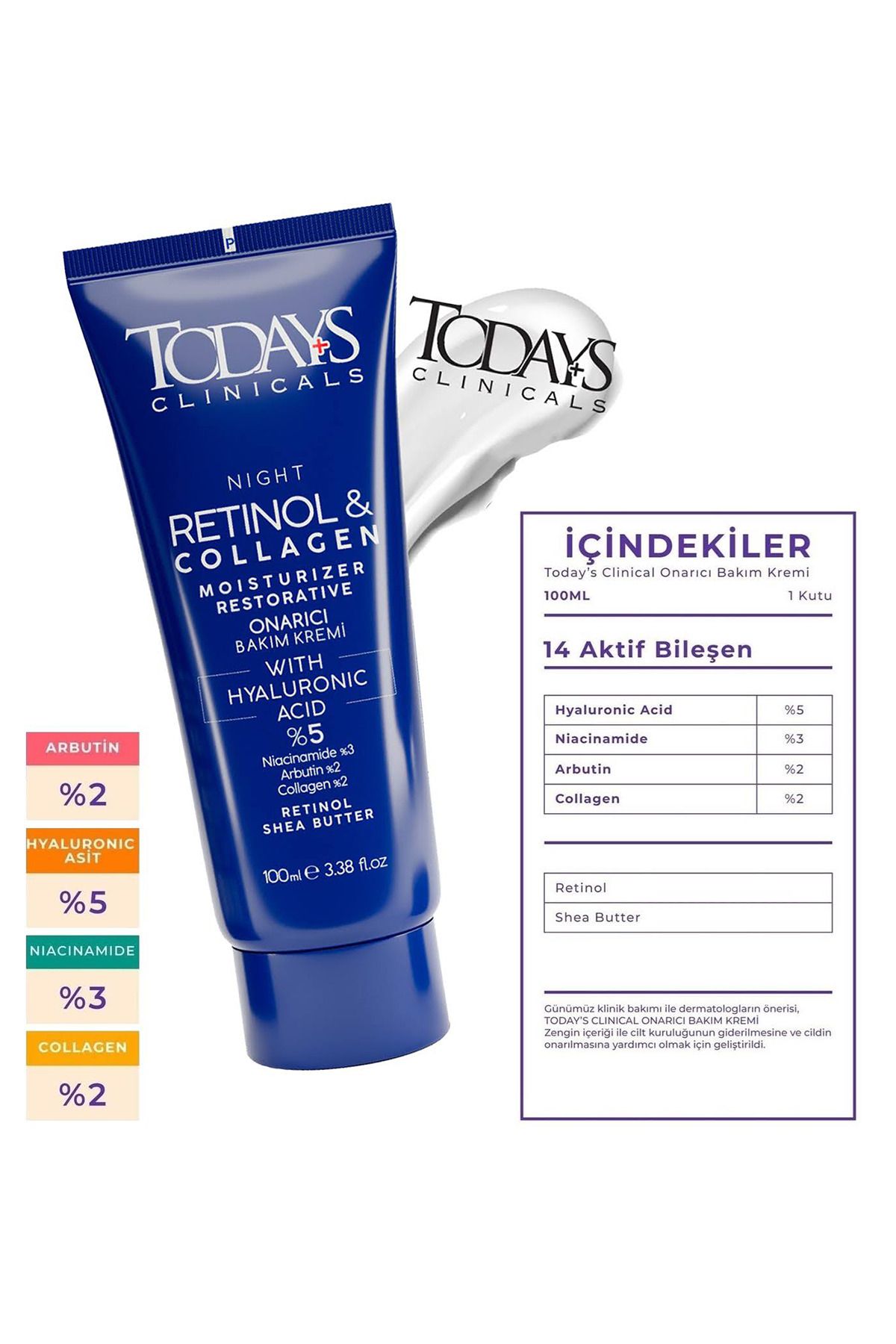 Onarıcı Krem - Retinol Shea Butter Hyaluronic Acıd %5 Collagen % 2 Arbutin % 2