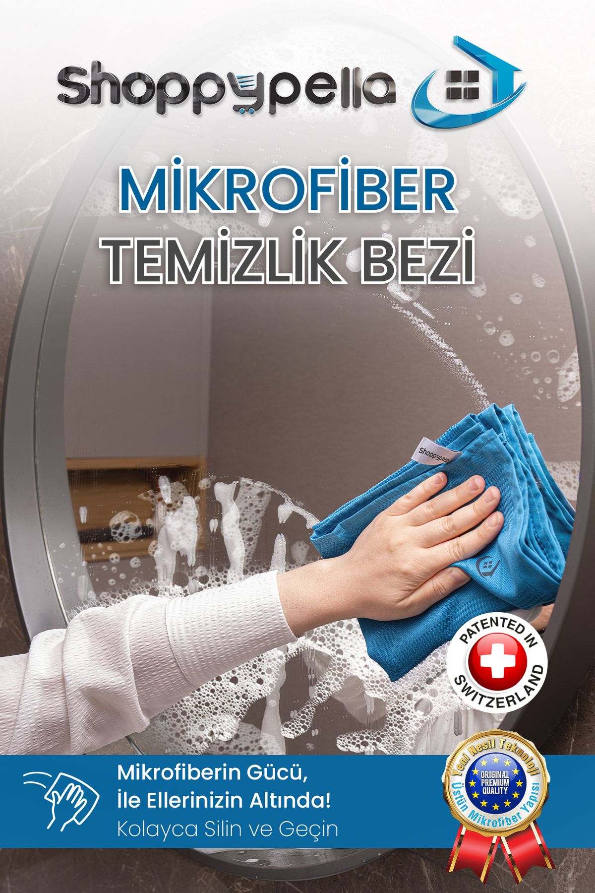 Classic 3'lü Mikrofiber Temizlik Bezi, Cam, Araba, Mutfak, Fiber Temizleme Bezi (40 X 60 Cm)