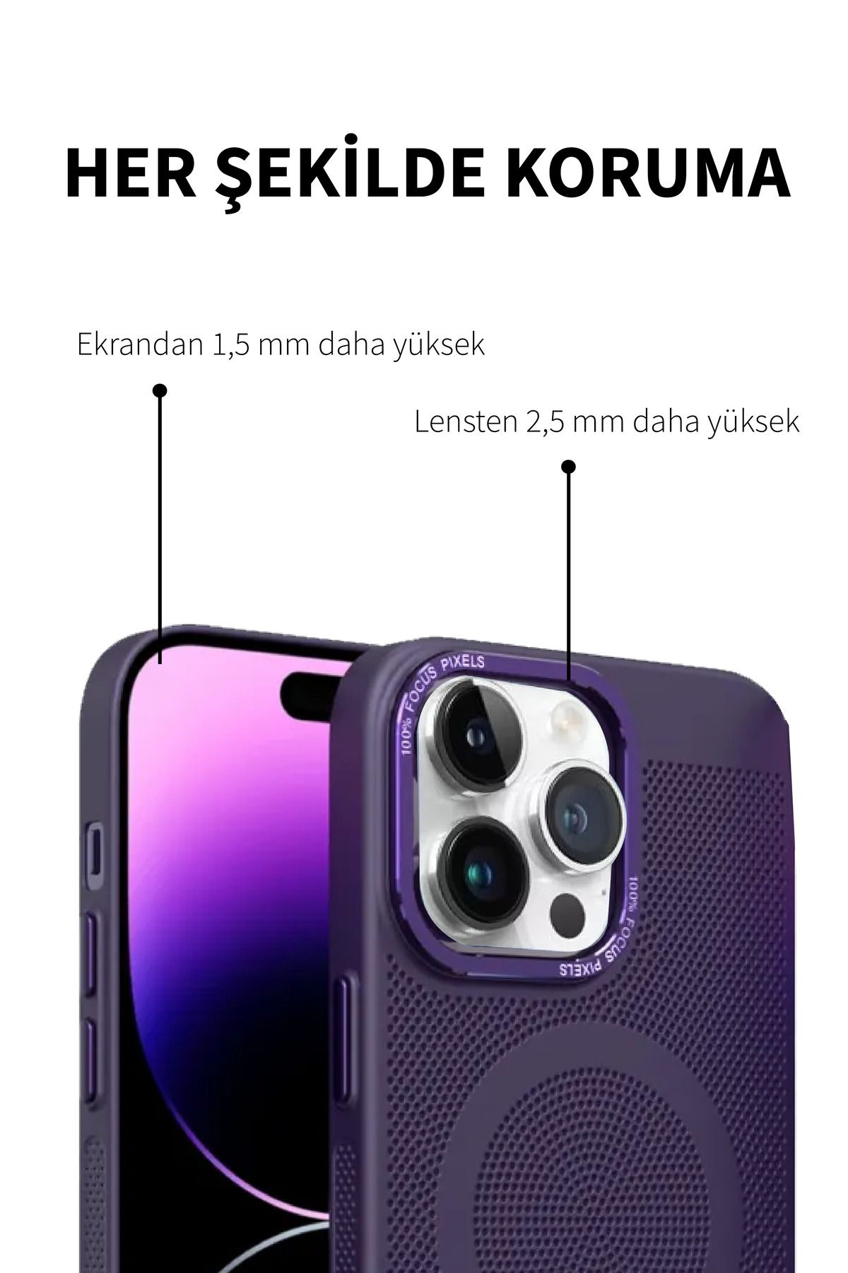 IPhone 12 Pro Max Anti Isı 2,5 mm Uyumlu Lens 1,5 mm Ekran Yerden Yüksek Magsafe Silikon Kılıf Kapak