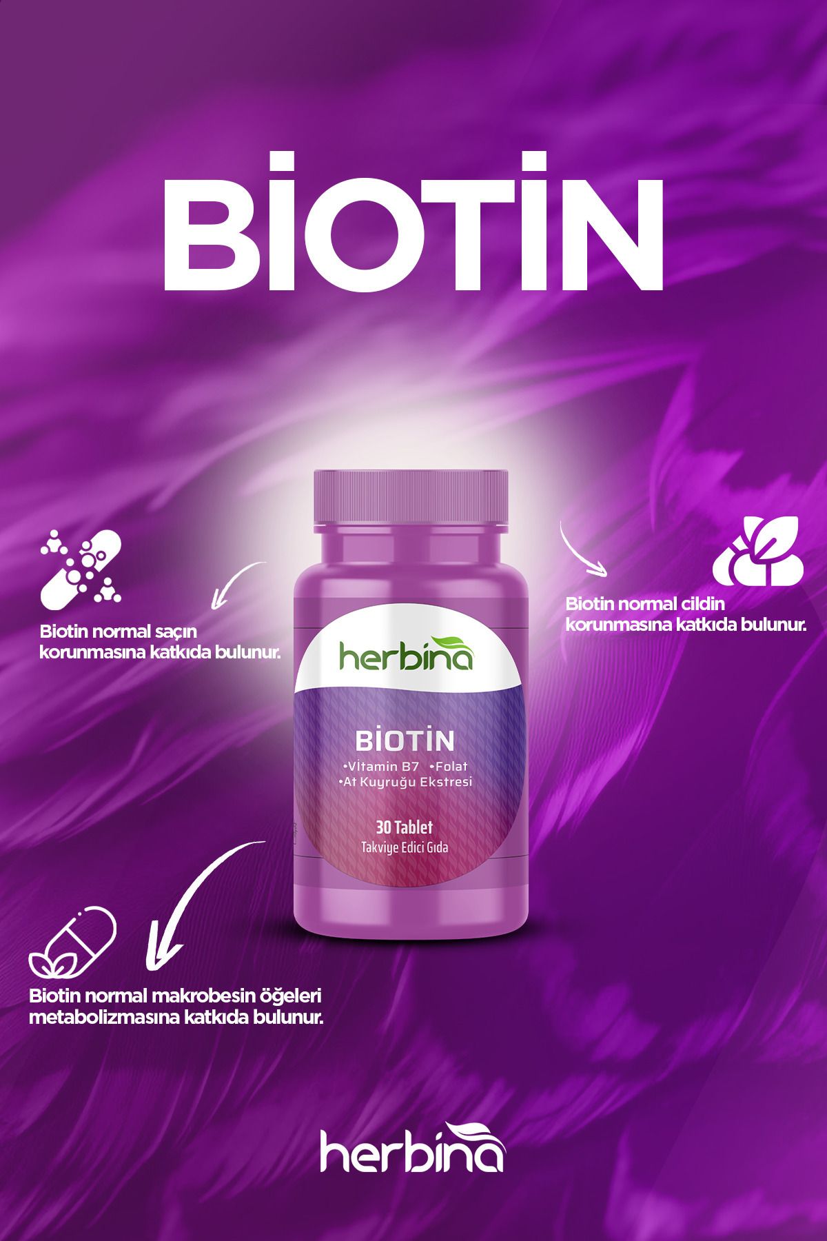 Biotin 5000 mcg At Kuyruğu Ekstresi 30 Tablet