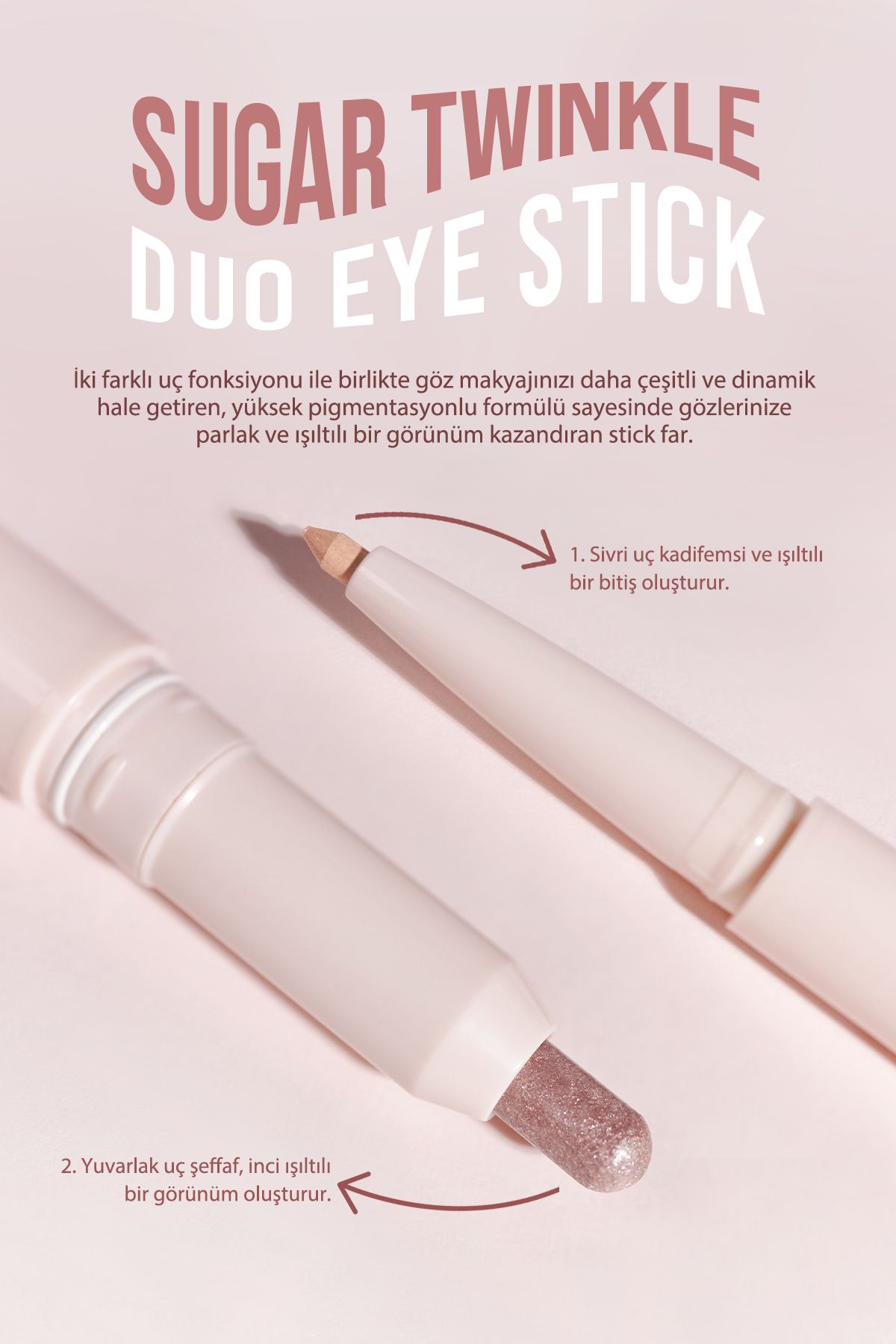 Çift Taraflı Işıltılı Kalem Far PERIPERA Sugar Twinkle Duo Eye Stick (02 Shimmering)