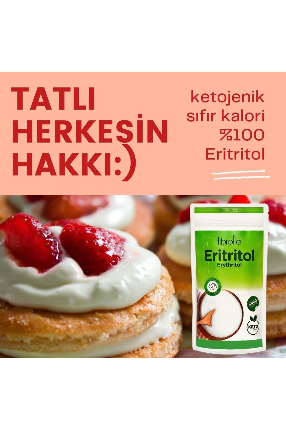 Eritritol Toz Tatlandırıcı Sıfır Kalori 400 Gr X 3 Adet