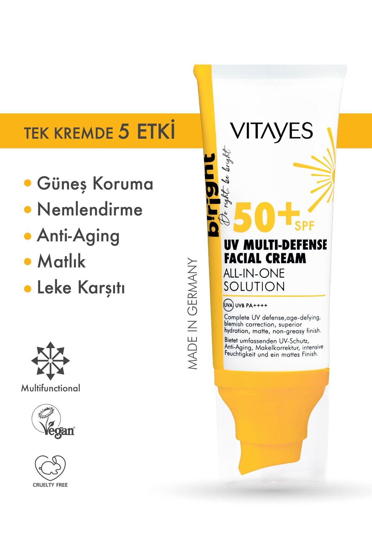 VITAYESSpf 50 ÇokFonksiyonlu Yüz Güneş Kremi...