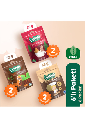 Organik Vegan Tatlı Kurabiye Atıştırmalık Paketi - 6 adet (3 çeşit) Image 0