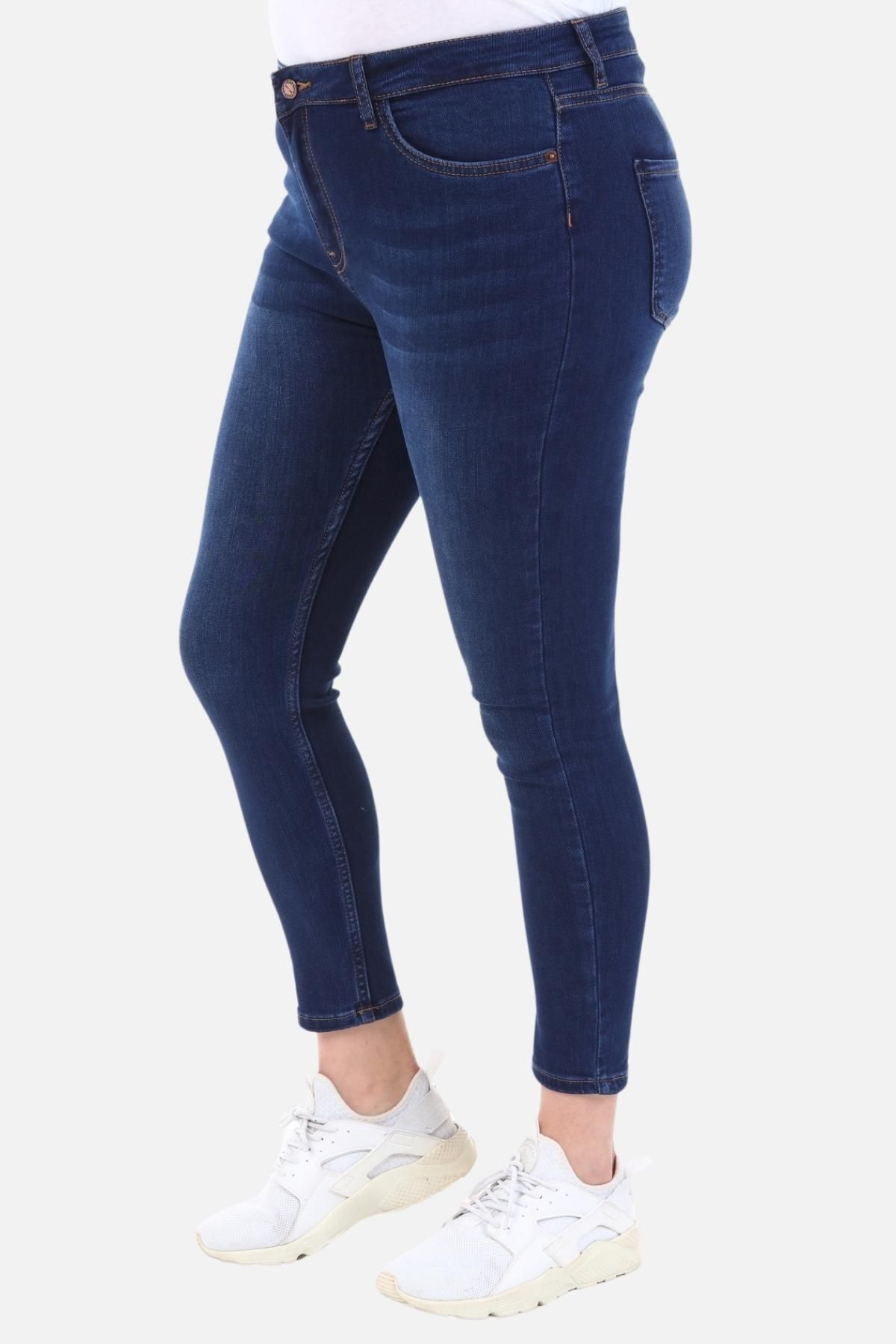 Slim Fit Jean Büyük Beden Yüksek Bel Dar Kesim Esnek Kot Pantolon C597