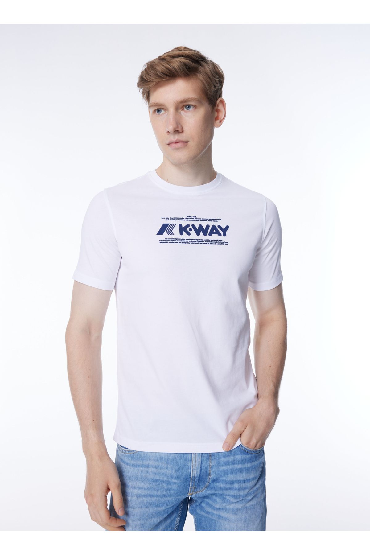 K-Way Bisiklet Yaka BeyazErkek T-Shirt K4125D...