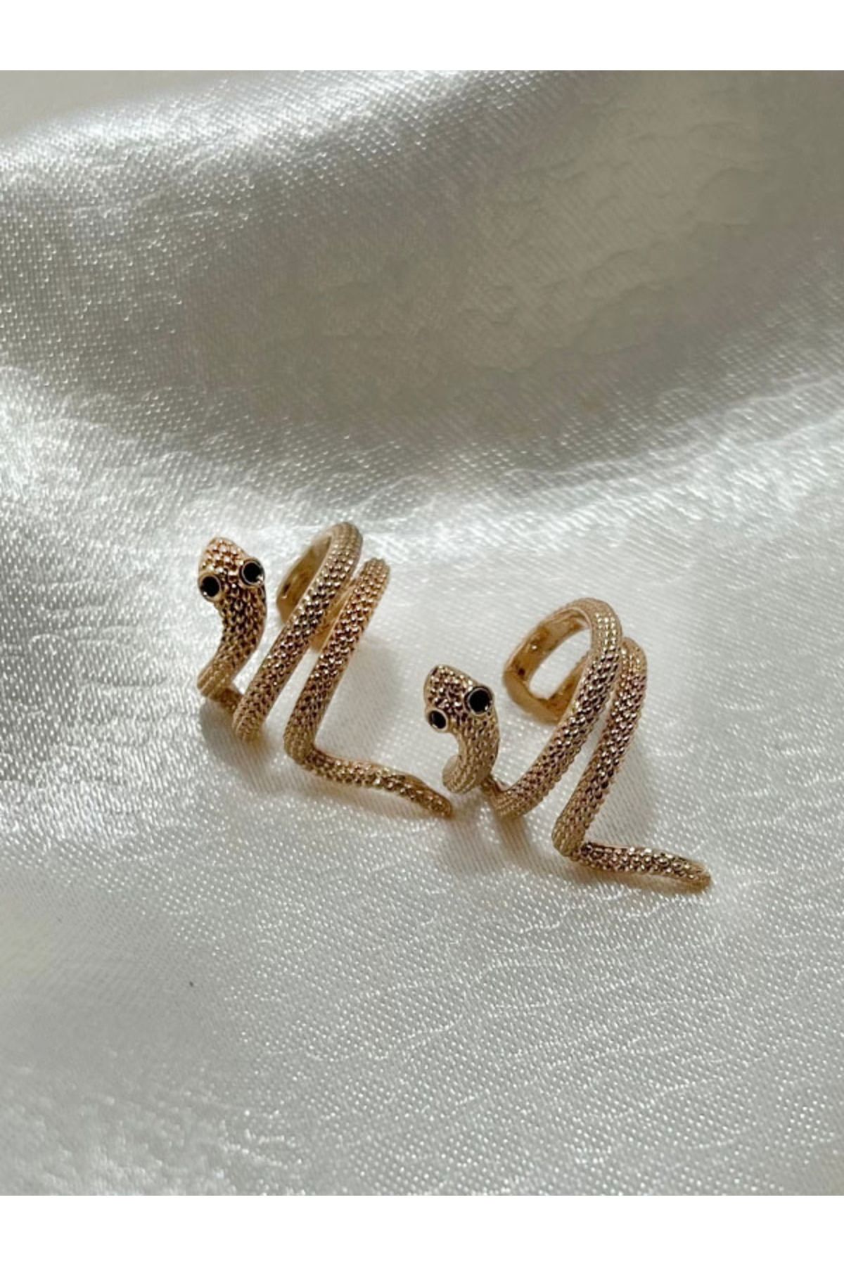 ZELKA GOLD YILAN EARCUFFÇELİK KIKIRDAK KÜPE