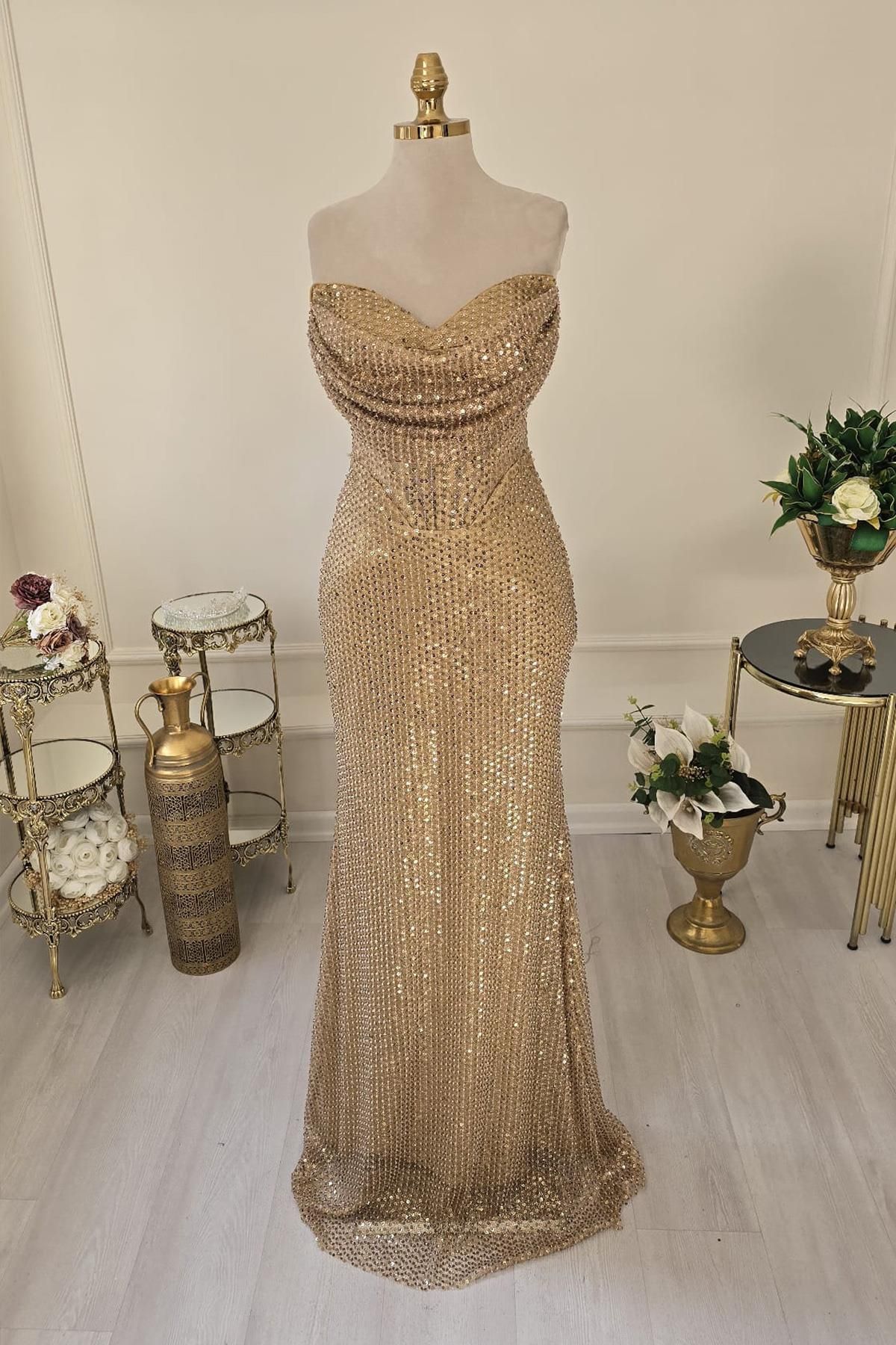 Yonca Moda Evi Gold PulluAbiye 3978